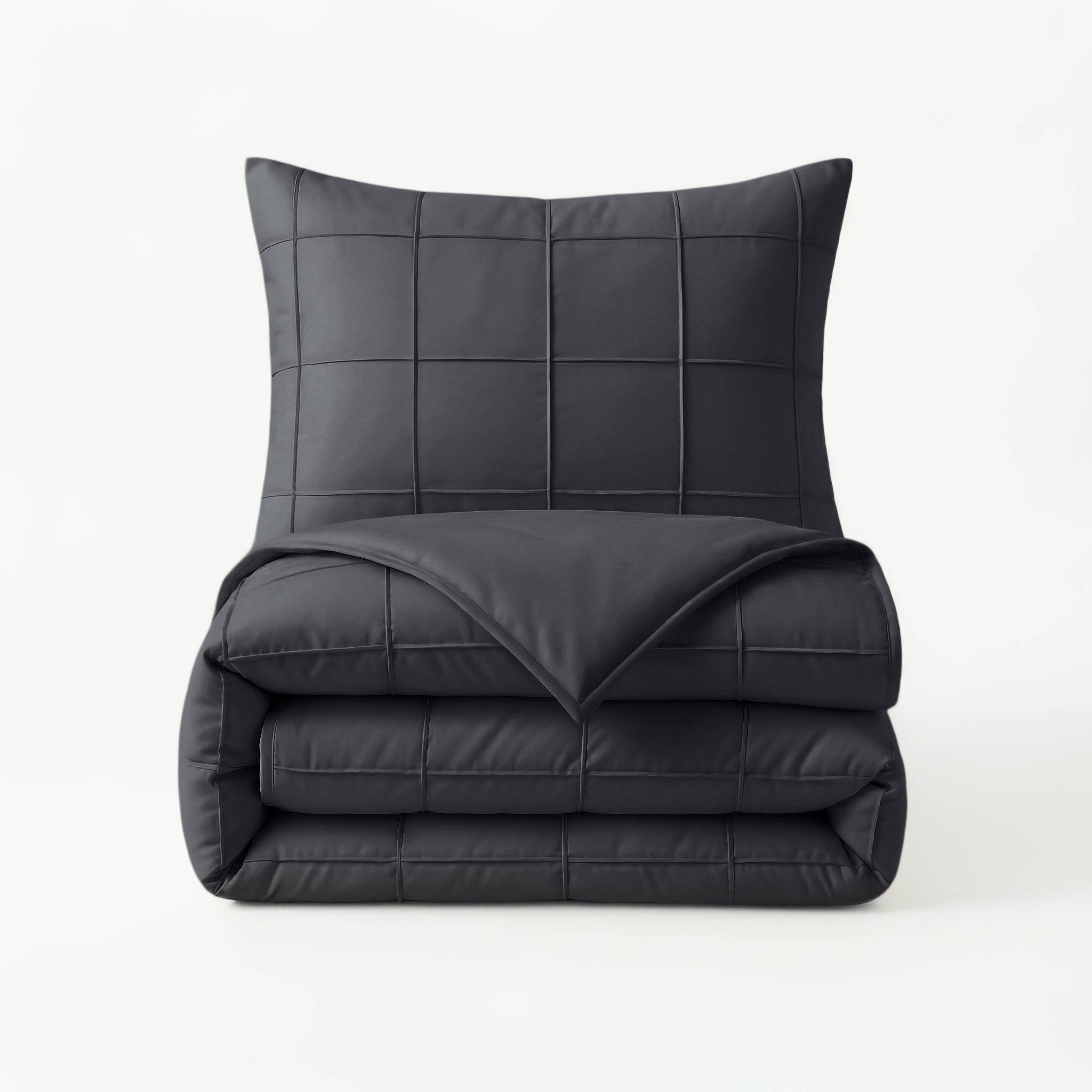 Sleeptime Check Pintuck Dekbedovertrek - Zwart - 100% Microvezel