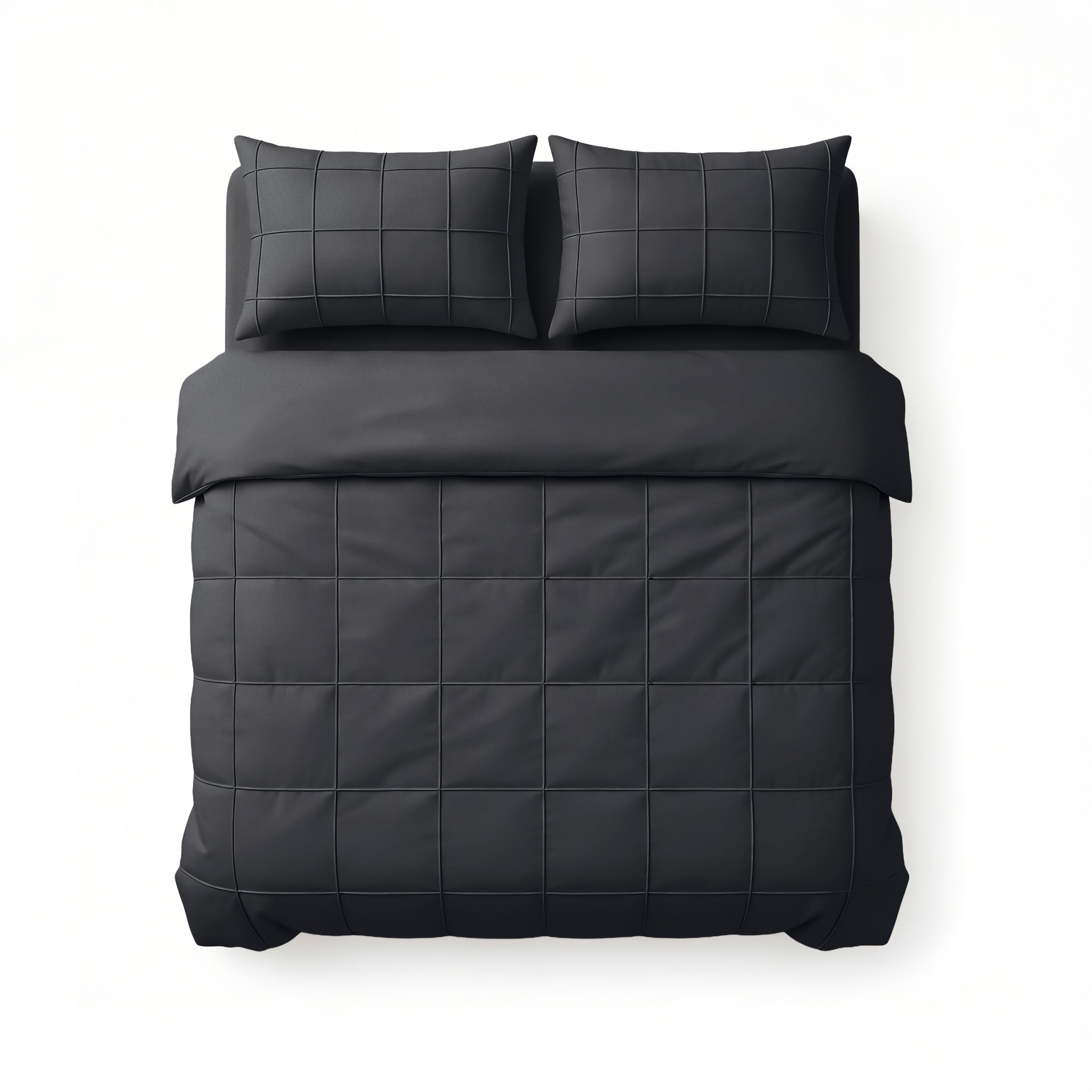 Sleeptime Check Pintuck Dekbedovertrek - Zwart - 100% Microvezel