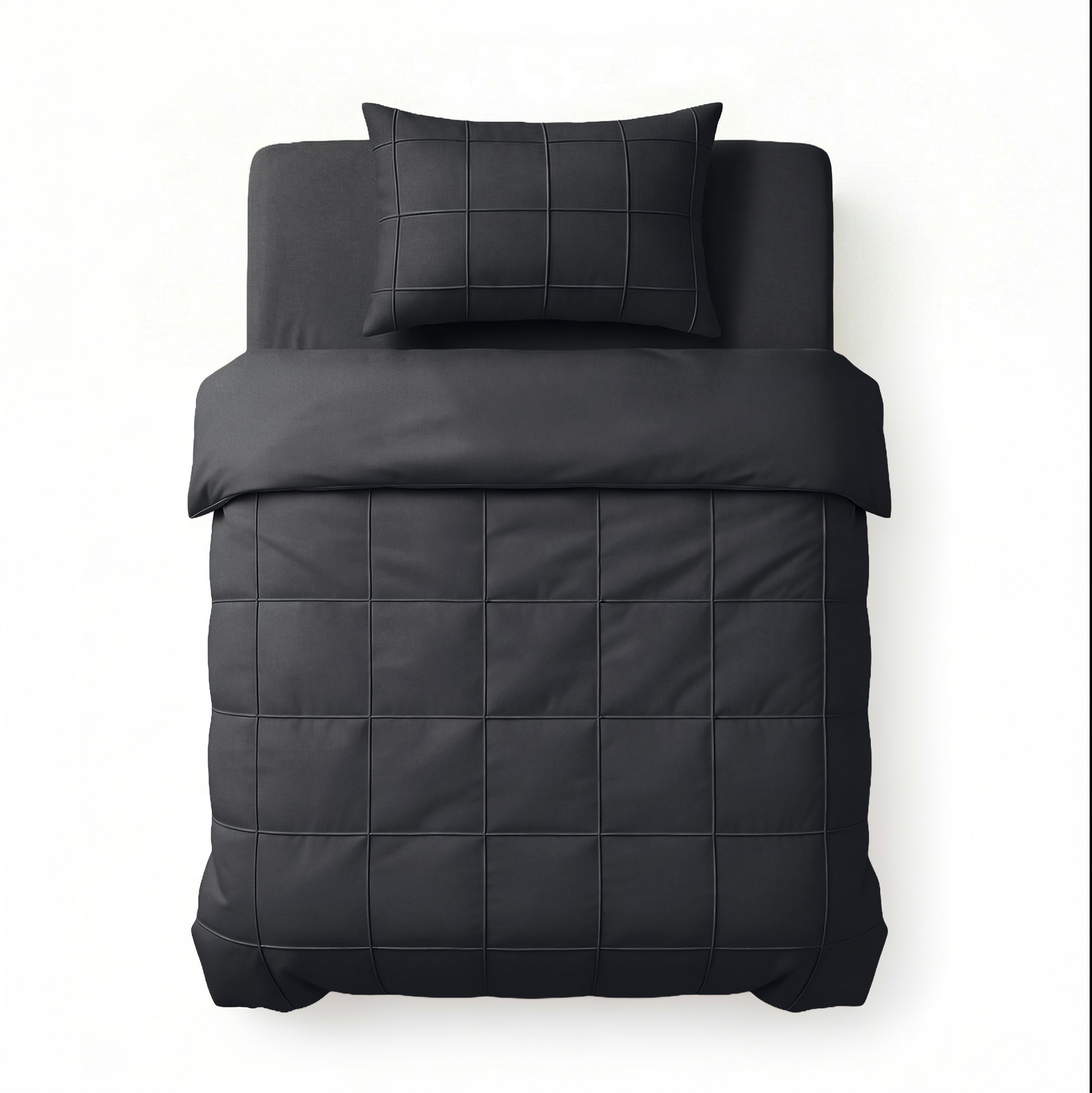 Sleeptime Check Pintuck Dekbedovertrek - Zwart - 100% Microvezel