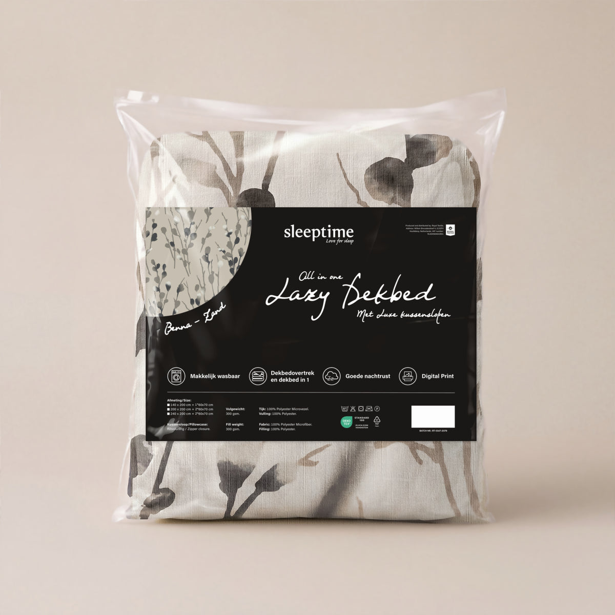 Sleeptime Dekbed - Benna Zand - Voor het hele jaar + Kussenslopen