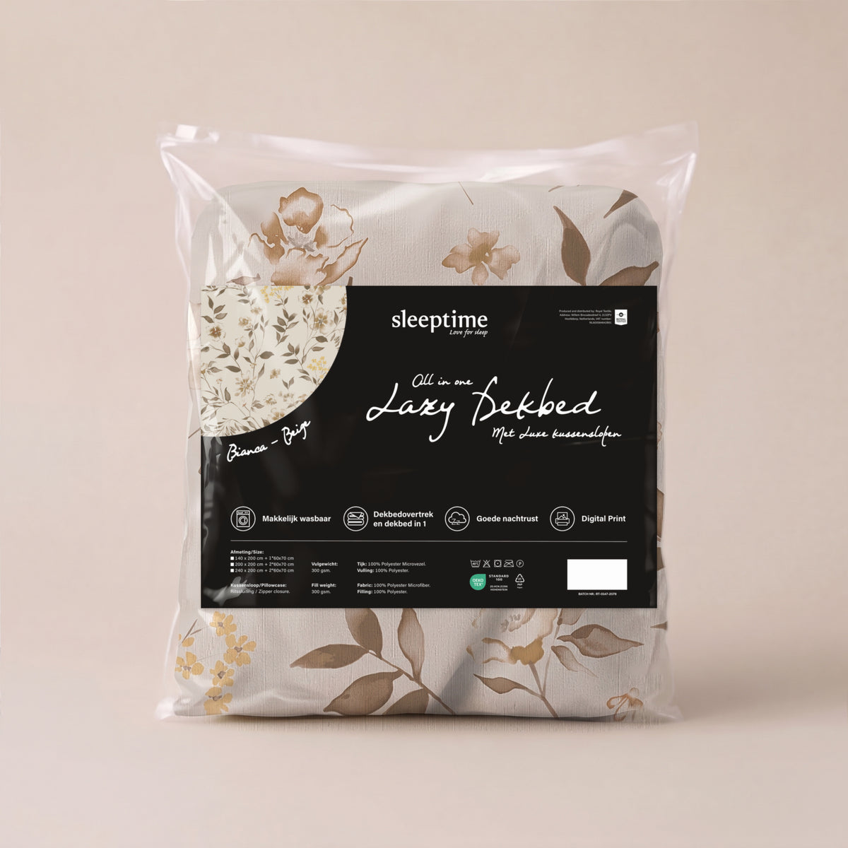 Sleeptime Dekbed - Bianca Beige - Voor het hele jaar + Kussenslopen