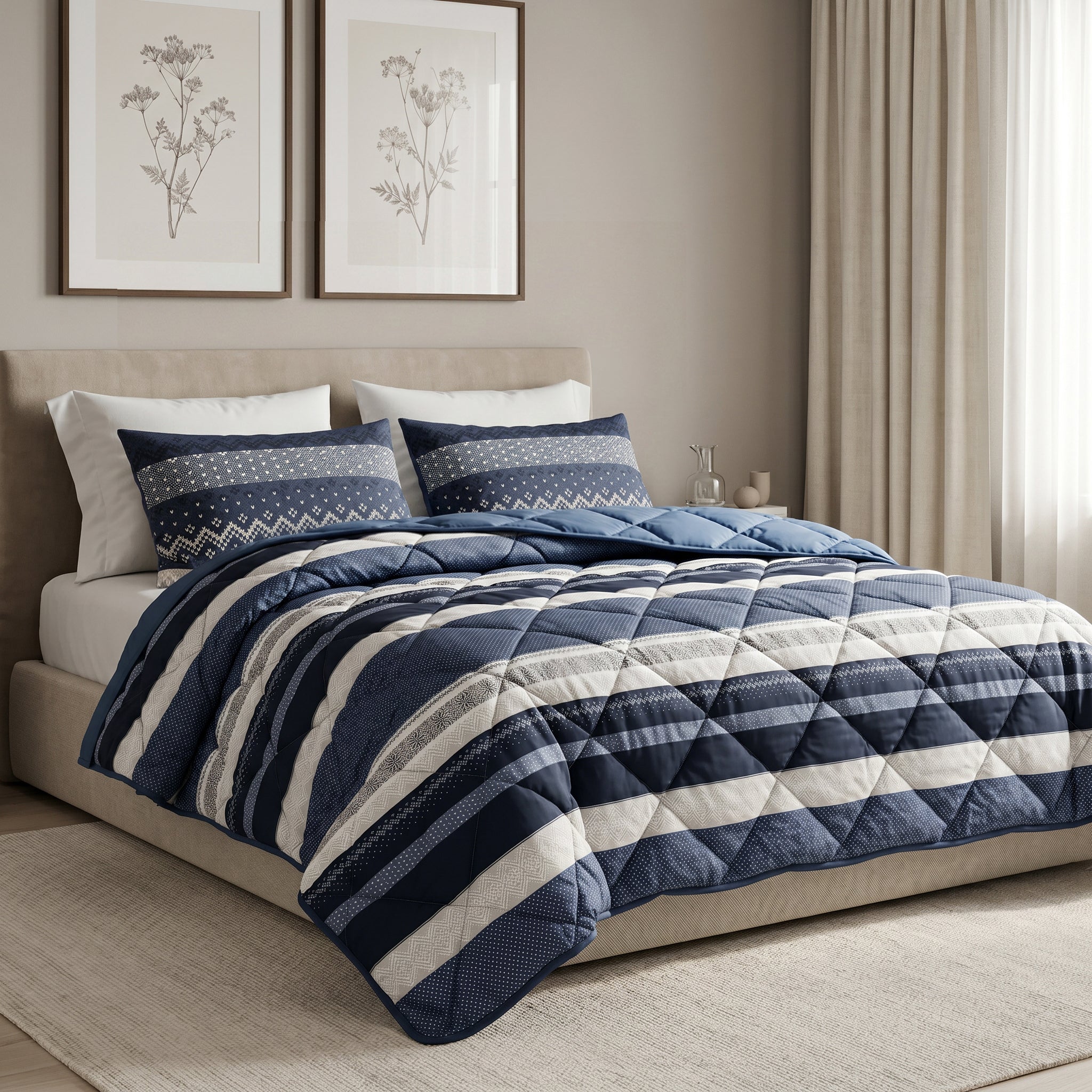 Sleeptime Dekbed - Elisabeth Navy - Voor het hele jaar + Kussenslopen
