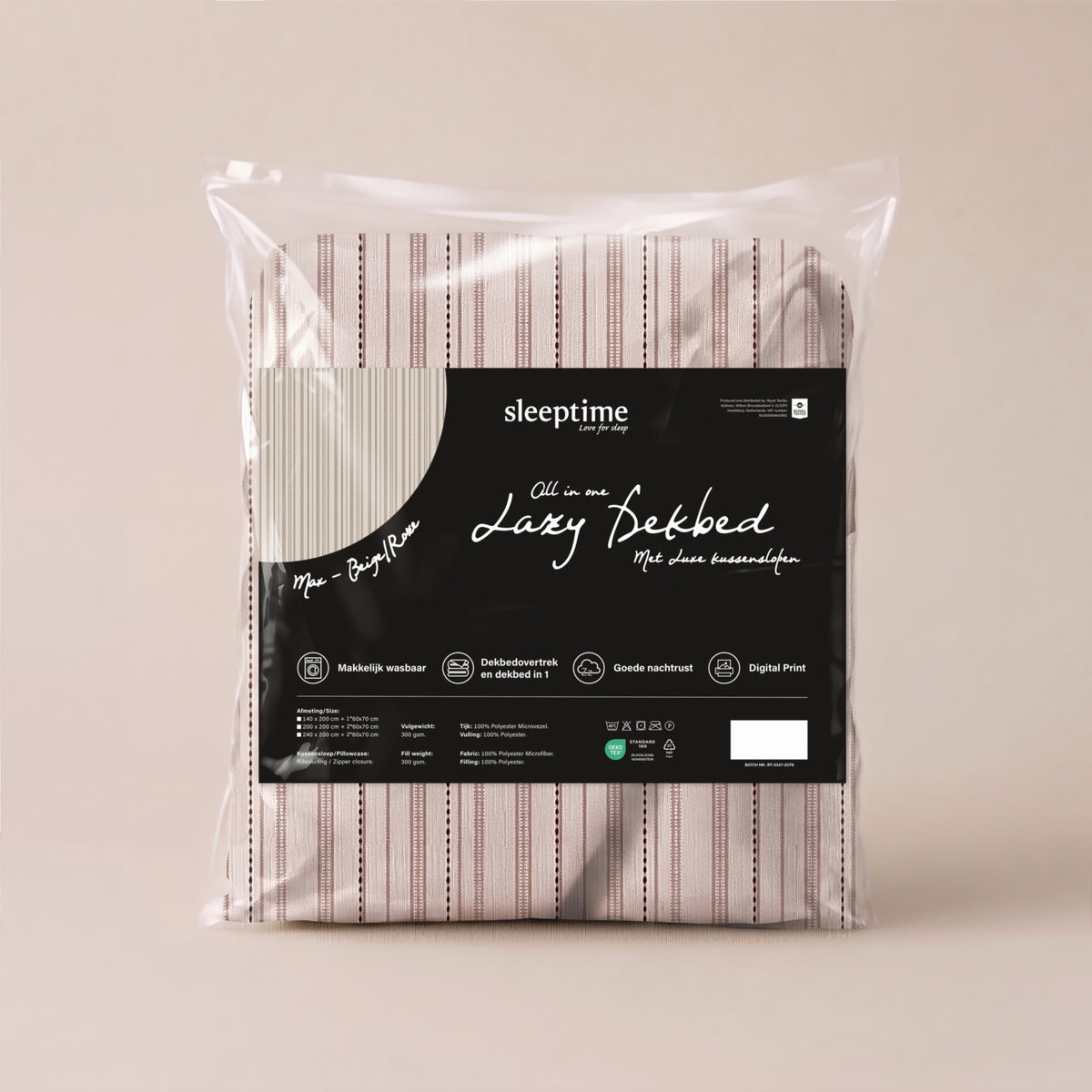 Sleeptime Dekbed - Max Beige/Roze - Voor het hele jaar + Kussenslopen