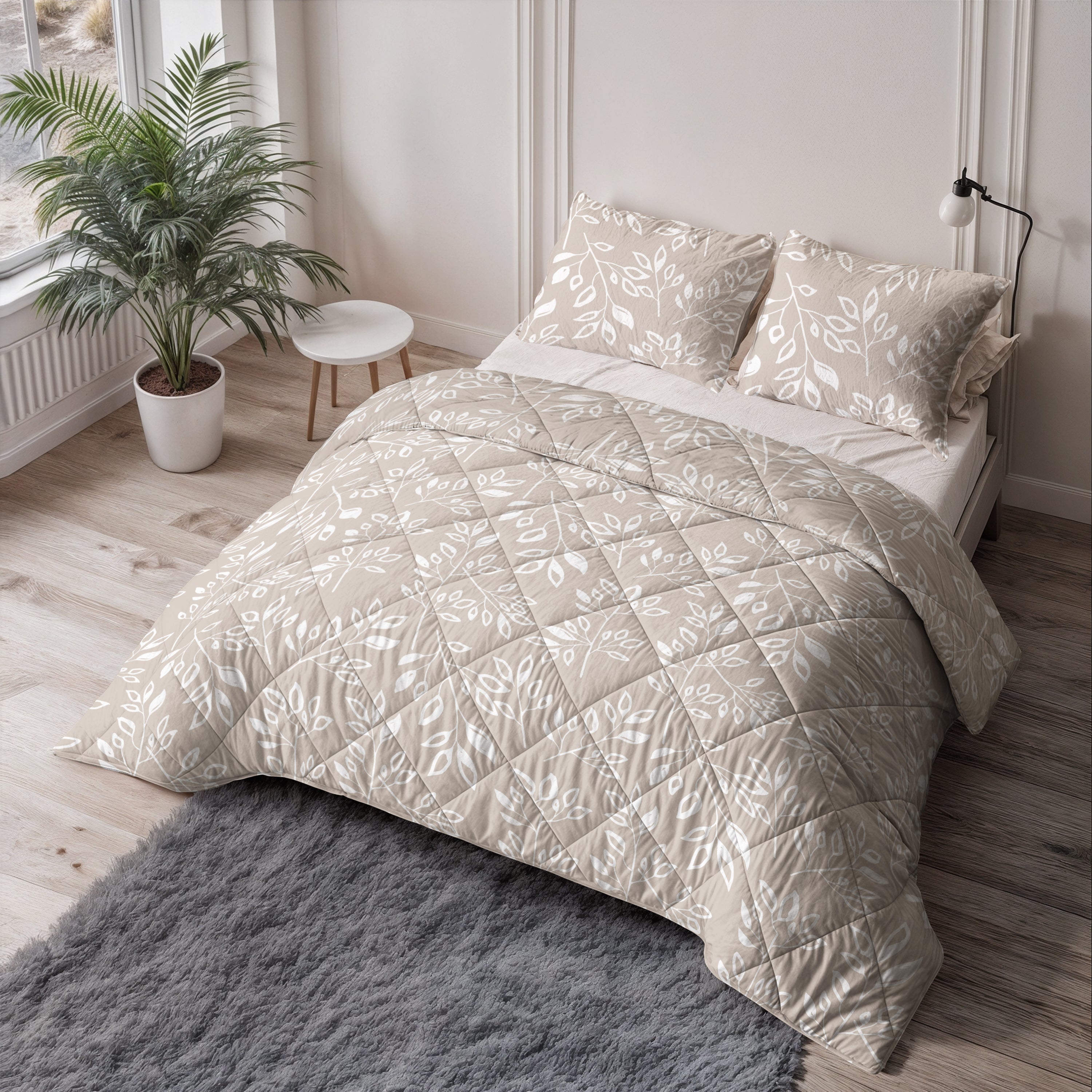 Sleeptime Dekbed - Neva Taupe/Zand - Voor het hele jaar + Kussenslopen