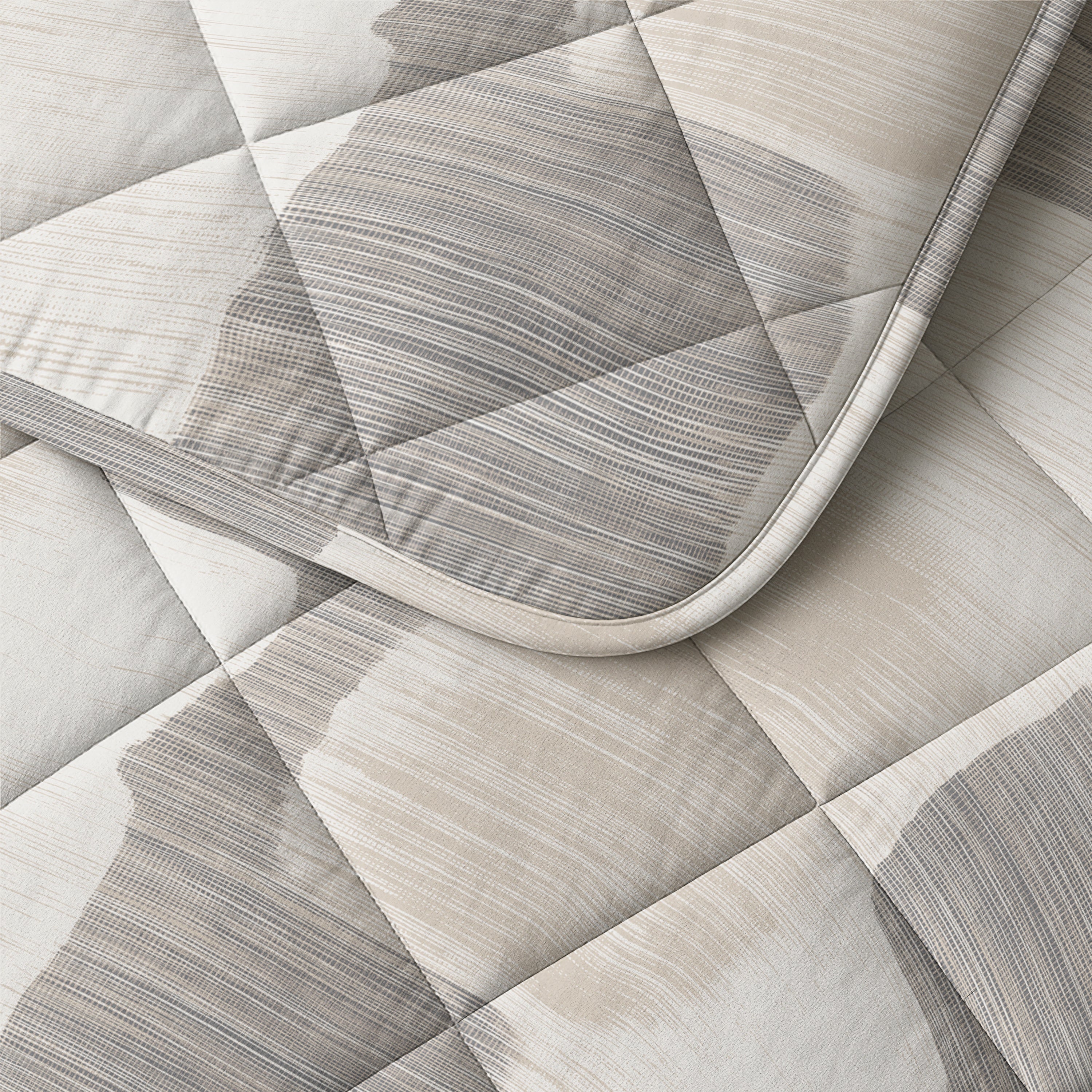 Sleeptime Katoenen Dekbed - Checkered Beige/Grijs - Voor het hele jaar