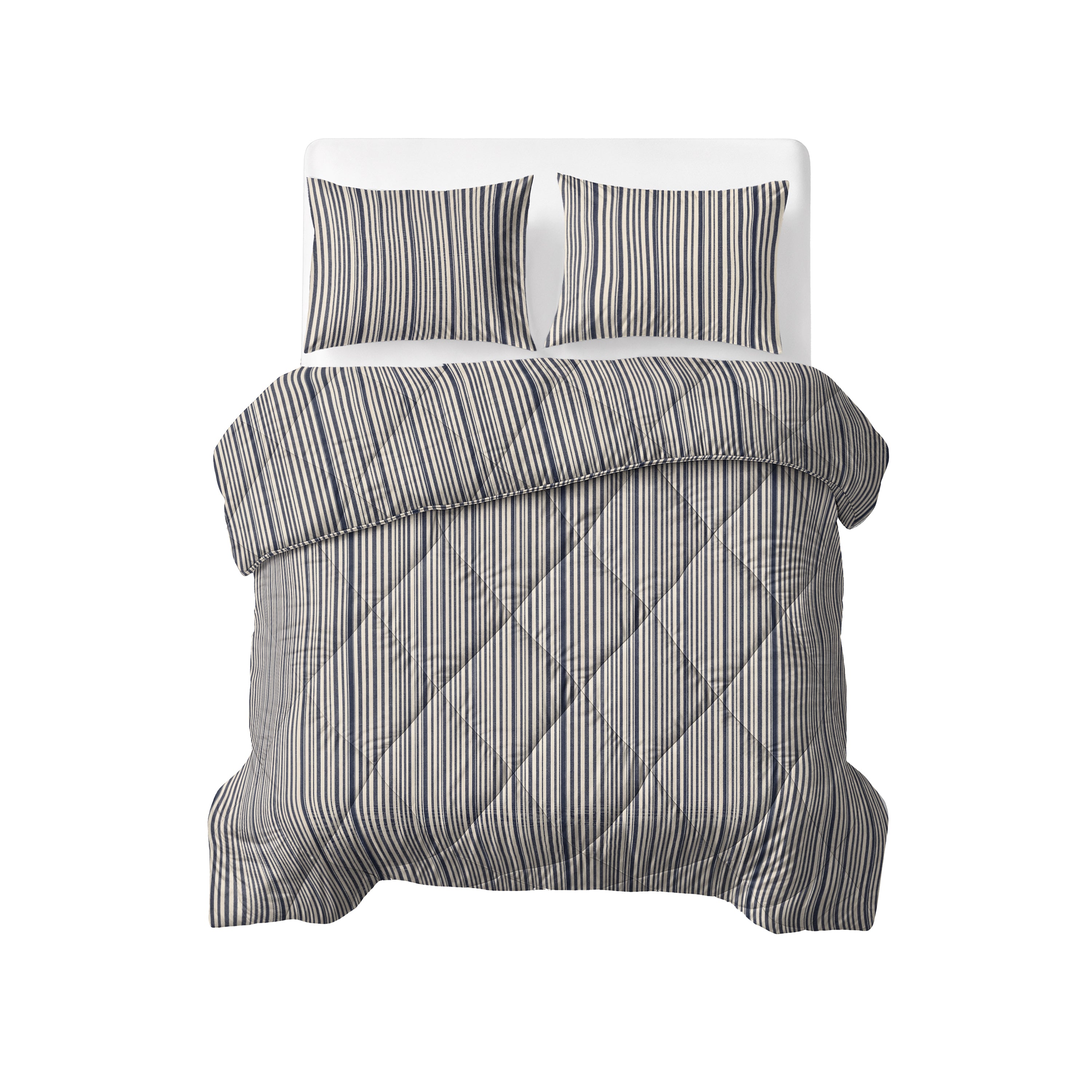 Sleeptime Katoenen Dekbed - Stripy Beige/Blauw - Voor het hele jaar
