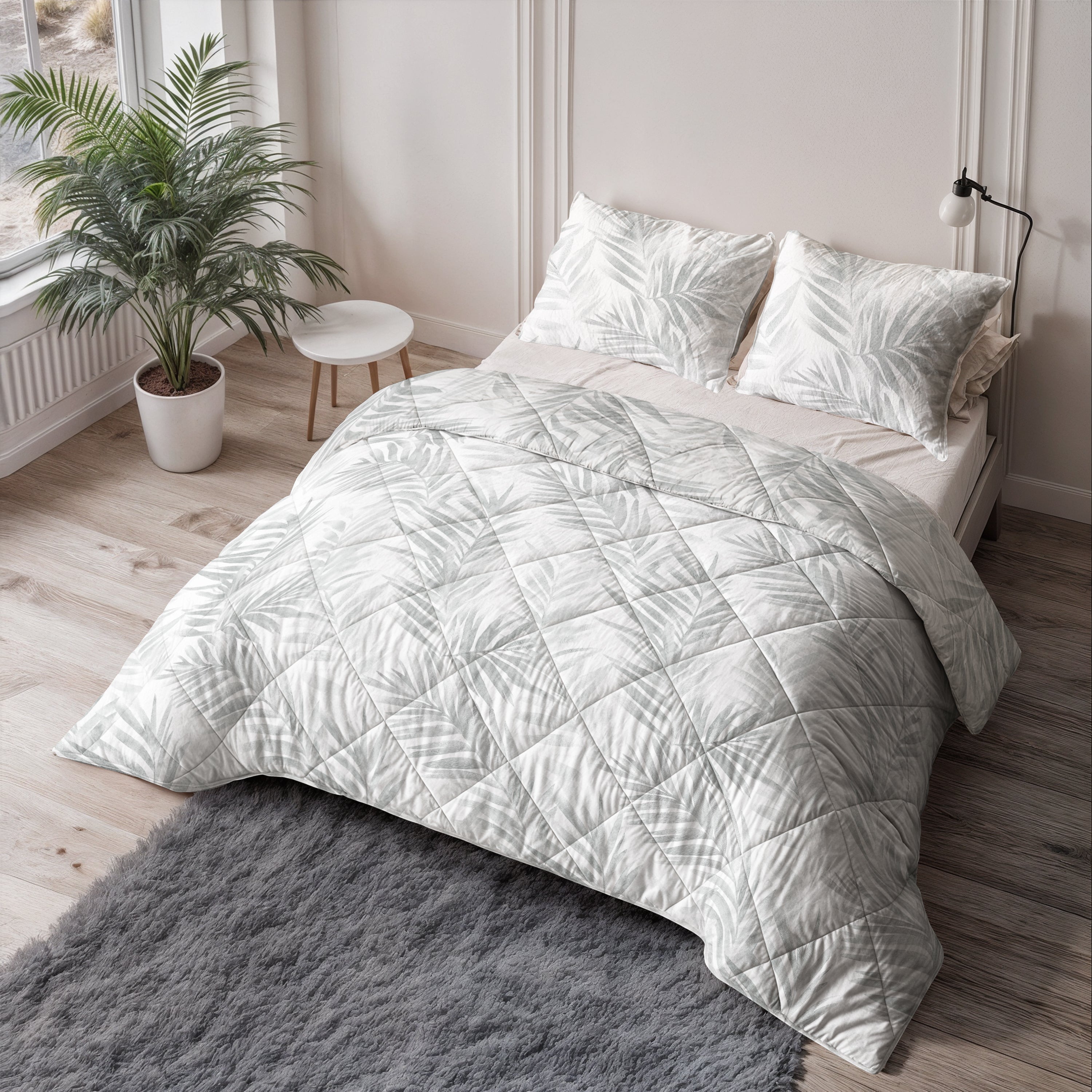 Sleeptime Katoenen Dekbed - Vinto Wit/Grijs - Voor het hele jaar