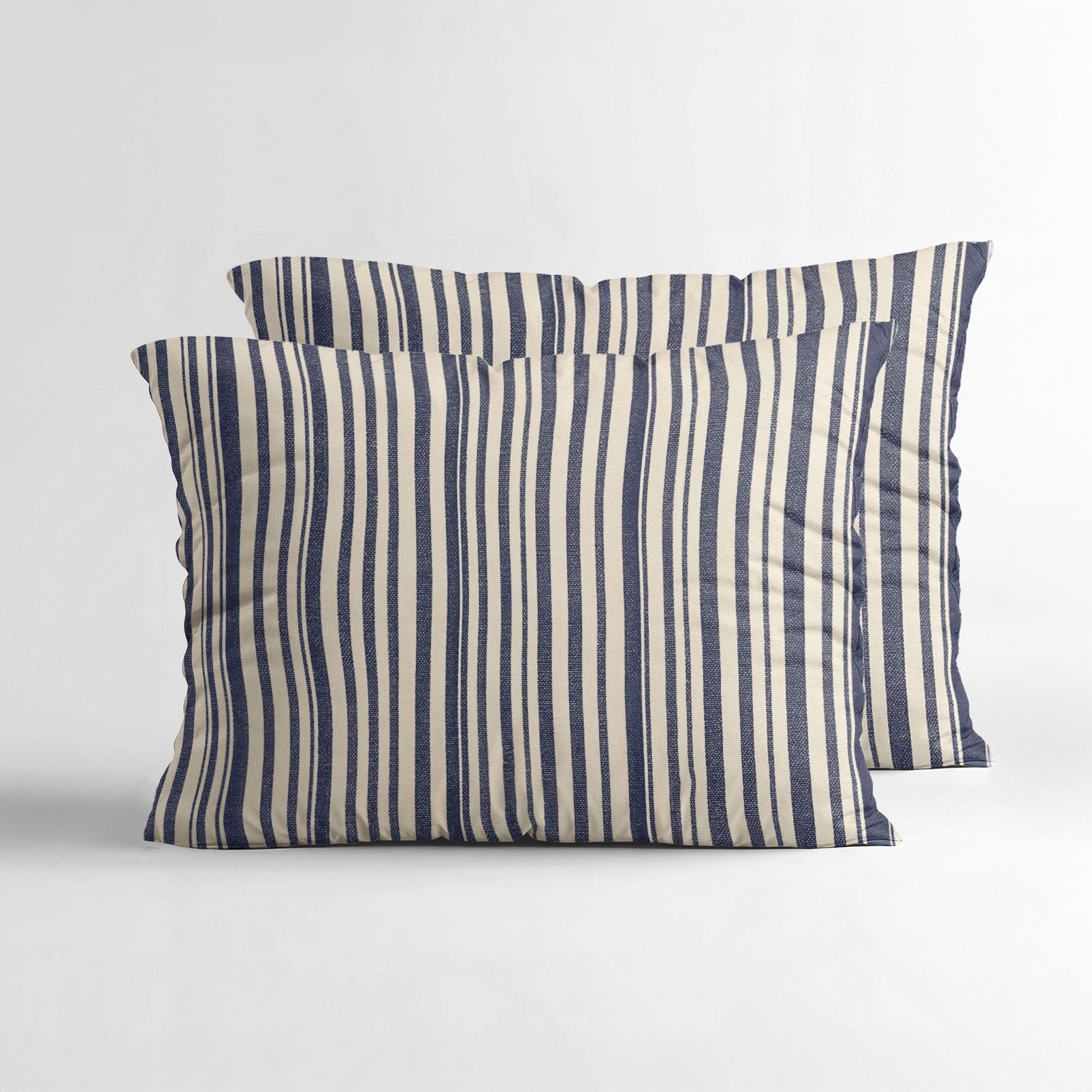 Sleeptime Katoenen Kussenslopen - Stripy Beige/Blauw - Set van 2 stuks
