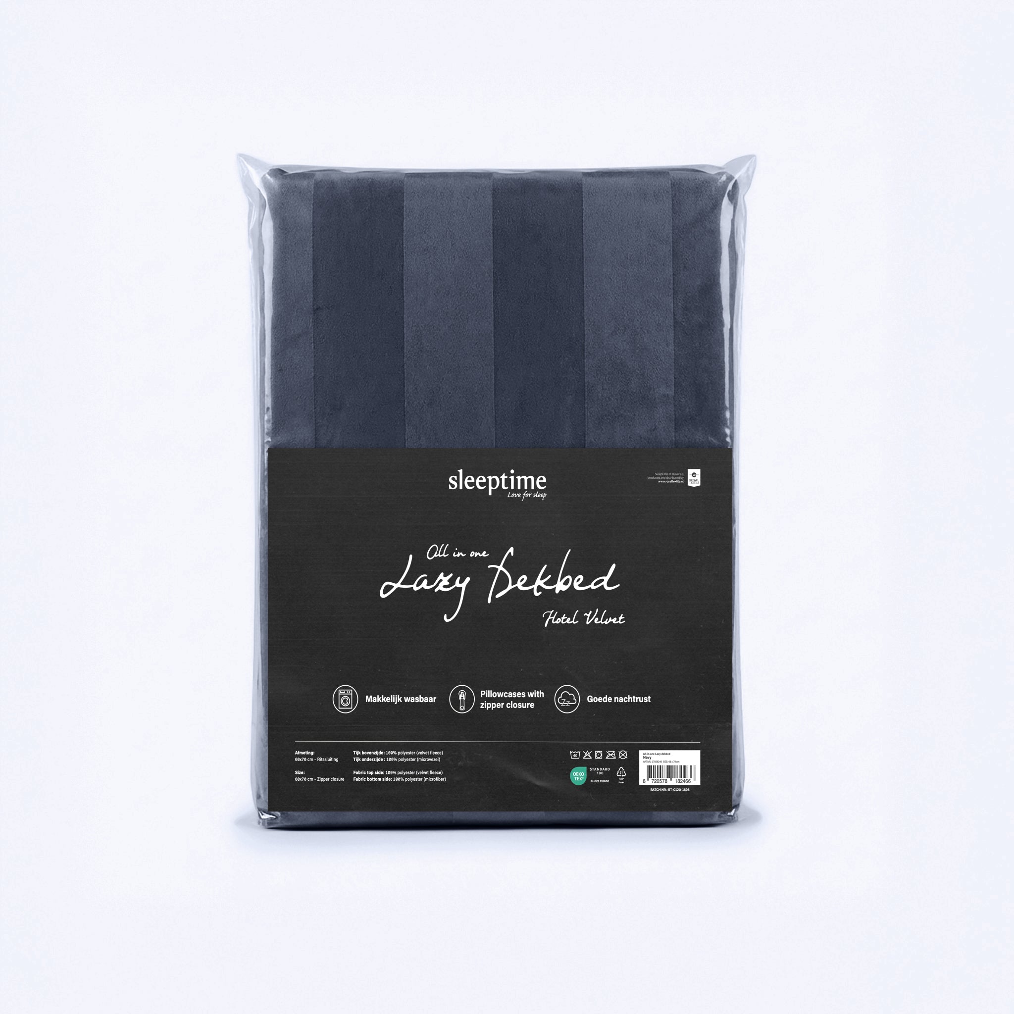 Sleeptime Kussenslopen - Hotel Velvet - 2pack - Navy Blauw - 60x70 cm