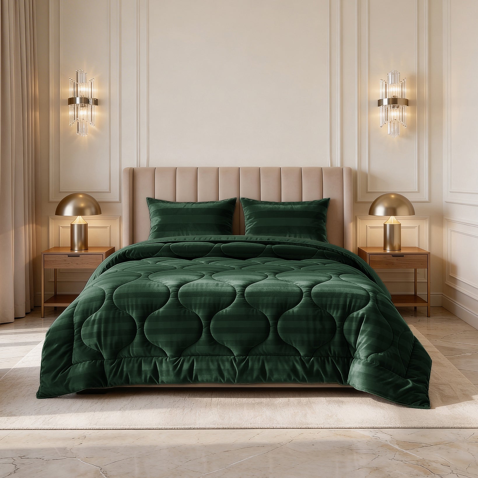 Sleeptime Lazy Dekbed - Hotel Velvet - Dark Green - Voor het hele jaar