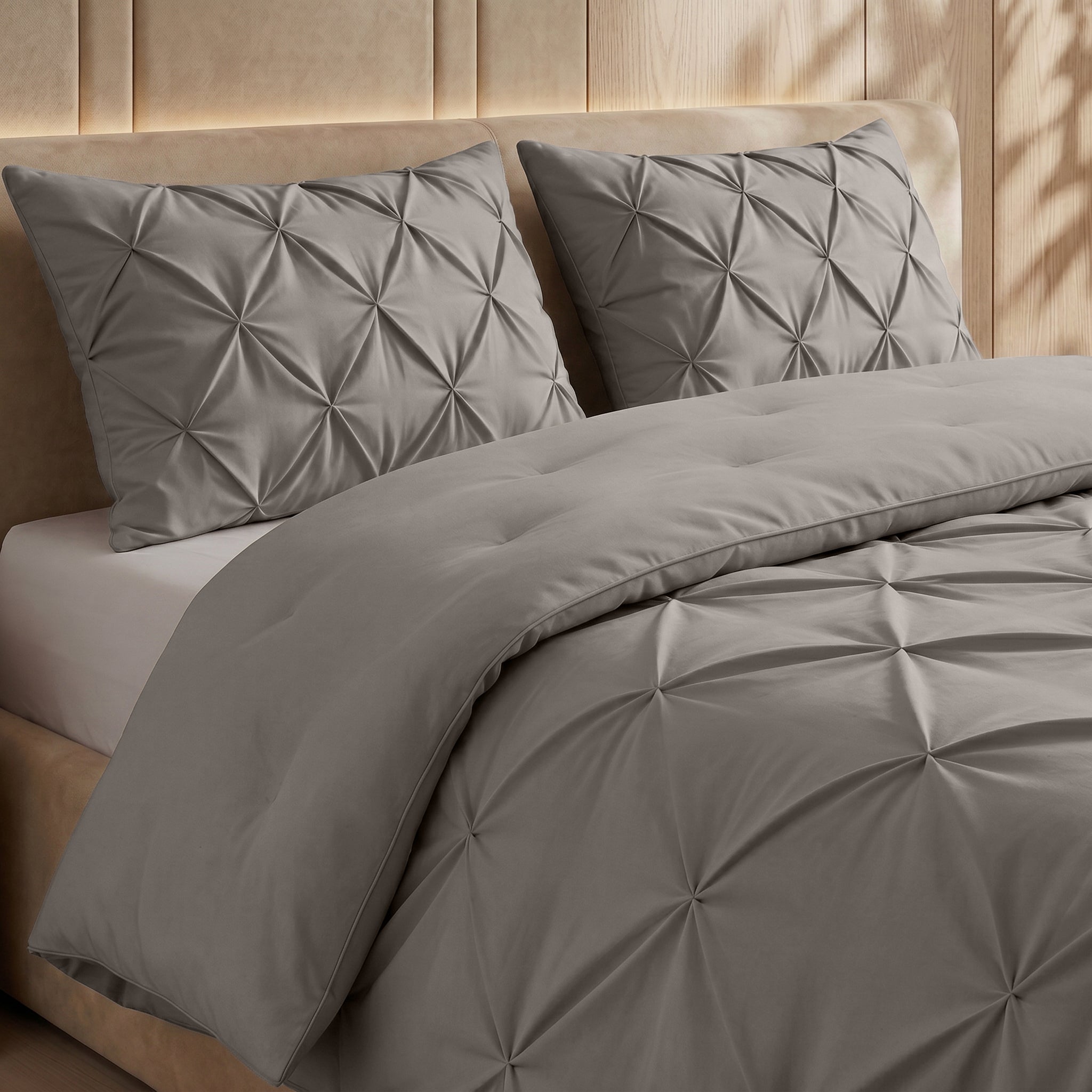 Sleeptime Lazy Dekbed - Pintuck - Taupe/Grijs - Voor het hele jaar