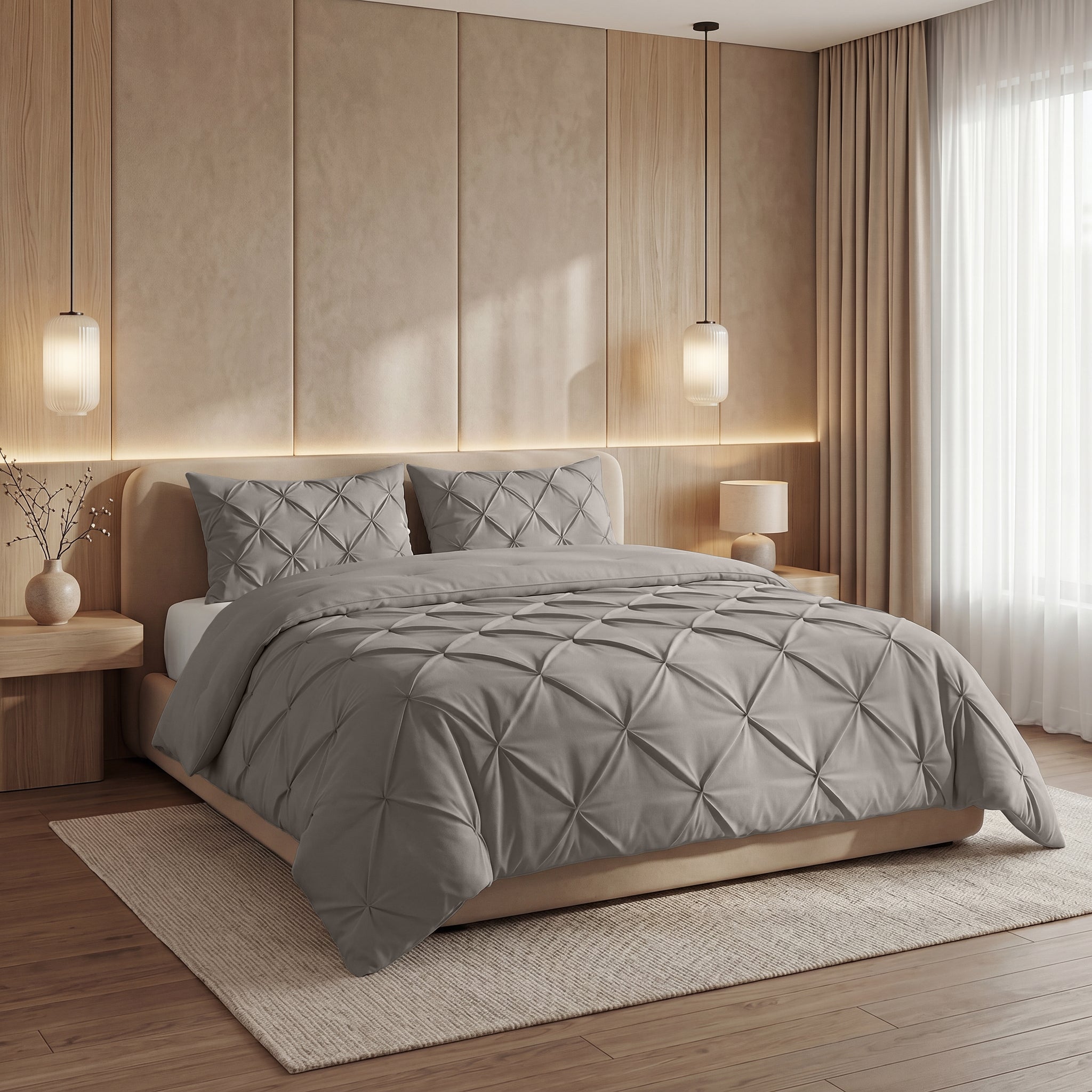 Sleeptime Lazy Dekbed - Pintuck - Taupe/Grijs - Voor het hele jaar