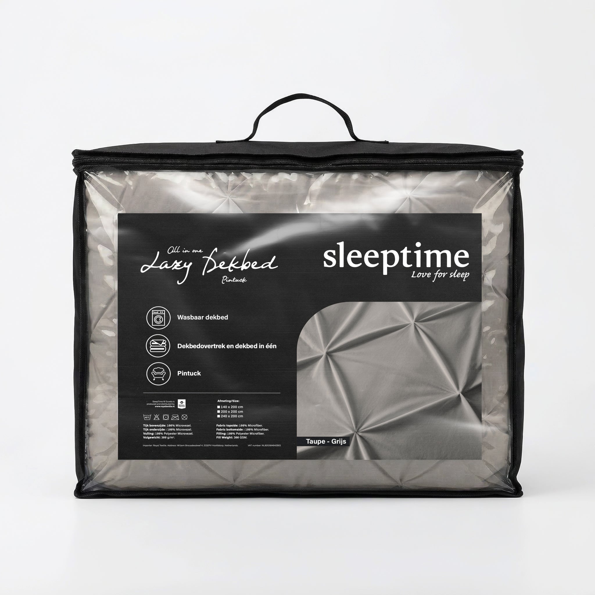 Sleeptime Lazy Dekbed - Pintuck - Taupe/Grijs - Voor het hele jaar
