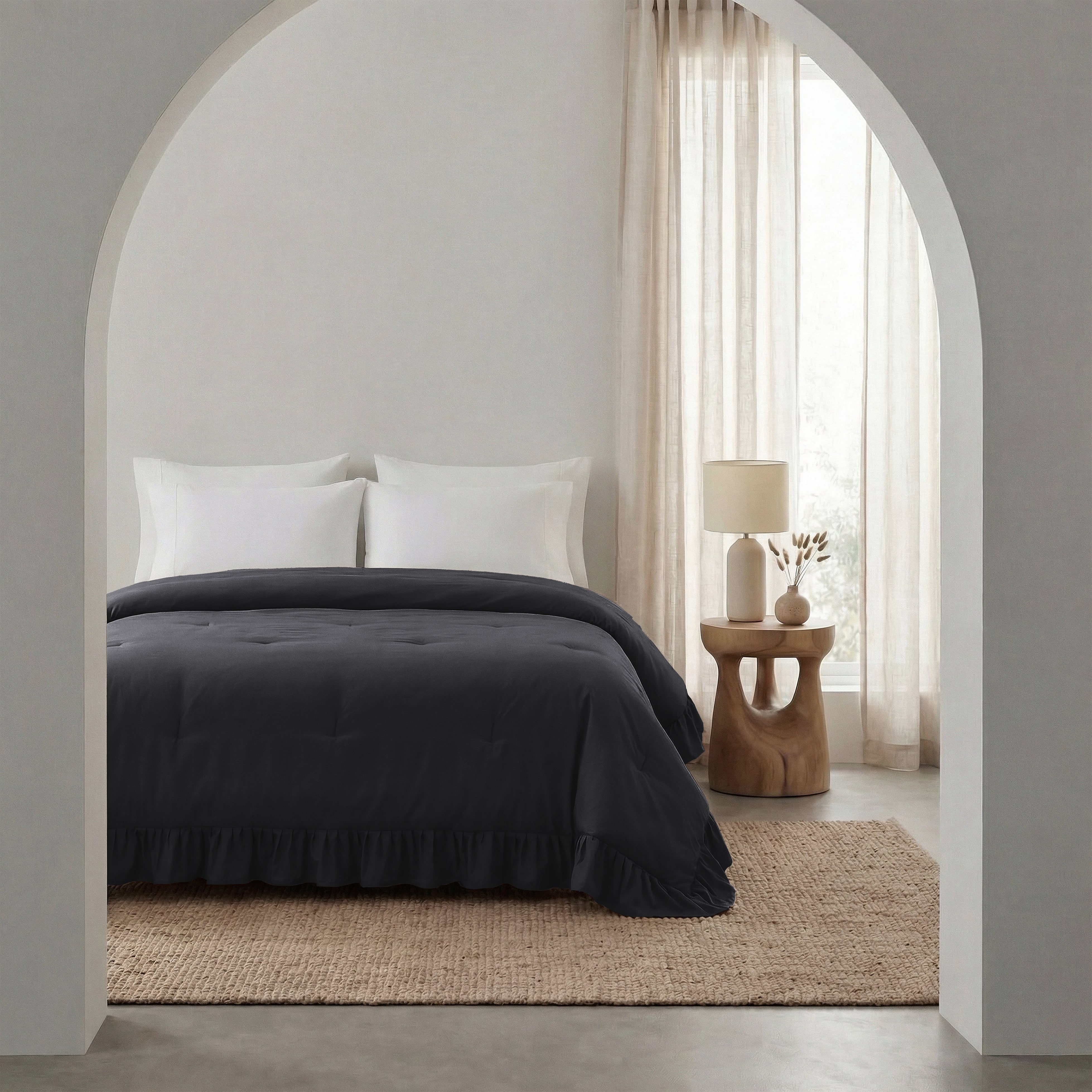 Sleeptime Lazy Dekbed - Ruffles - Antraciet - Voor het hele jaar