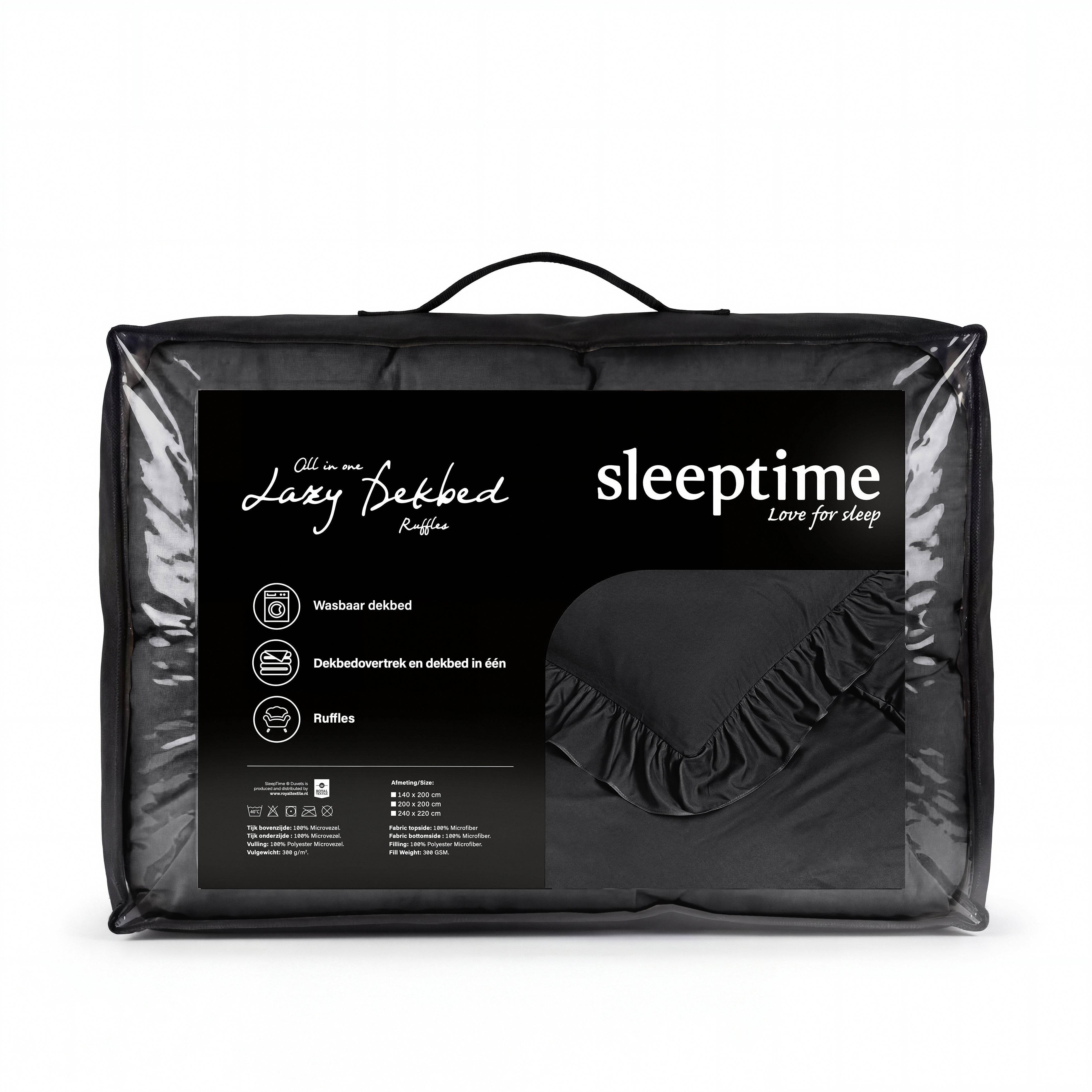 Sleeptime Lazy Dekbed - Ruffles - Antraciet - Voor het hele jaar
