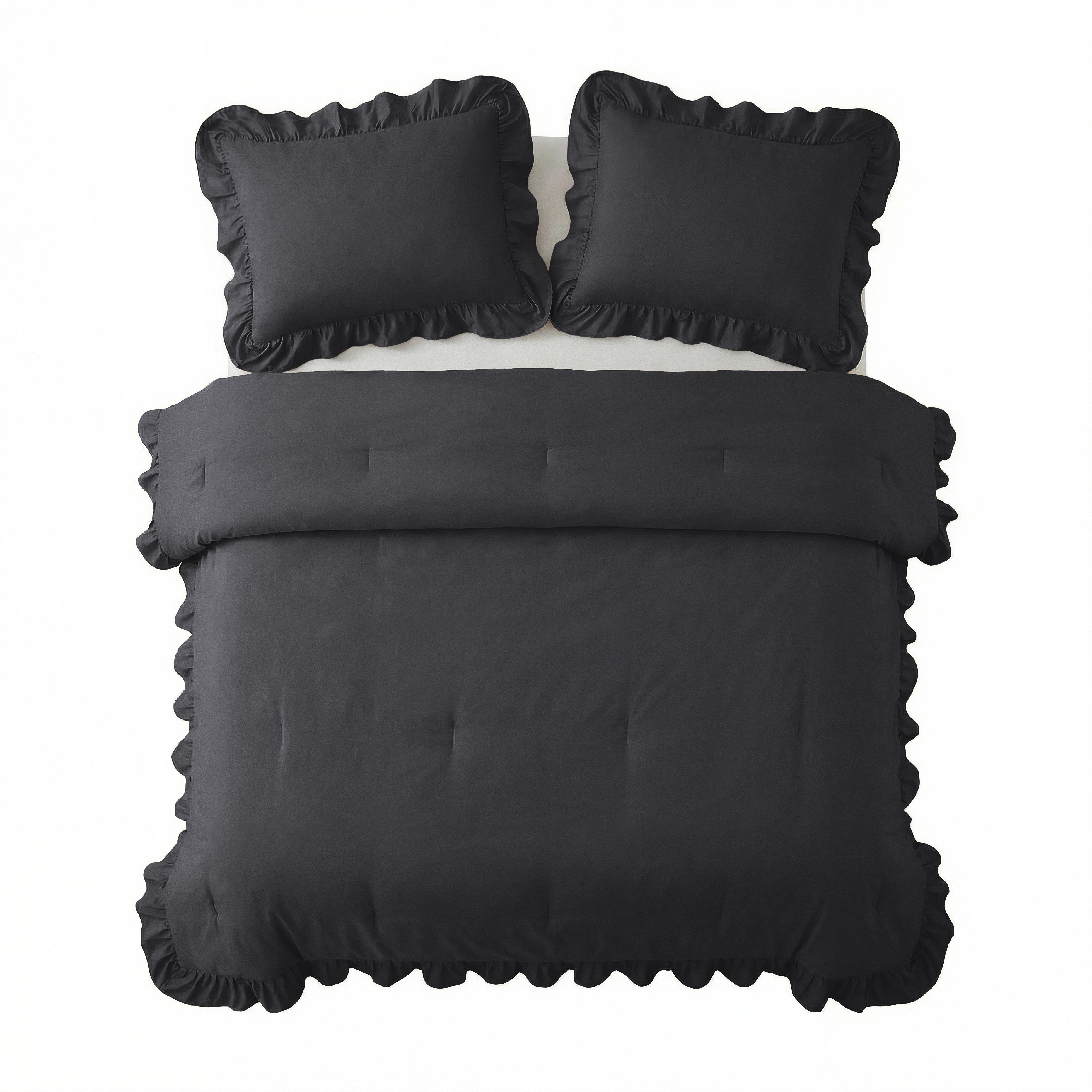 Sleeptime Lazy Dekbed - Ruffles - Antraciet - Voor het hele jaar