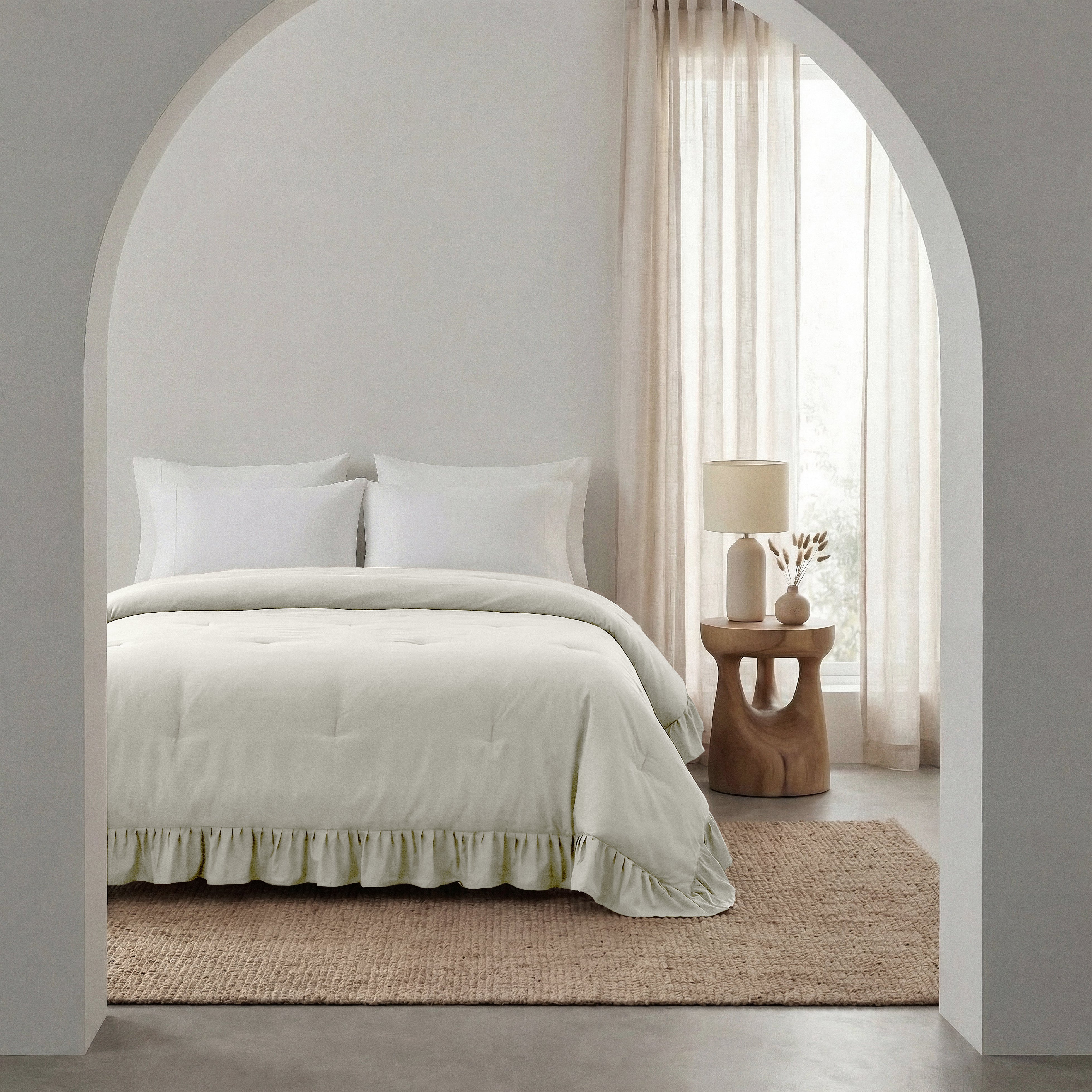 Sleeptime Lazy Dekbed - Ruffles - Gebroken Wit - Voor het hele jaar