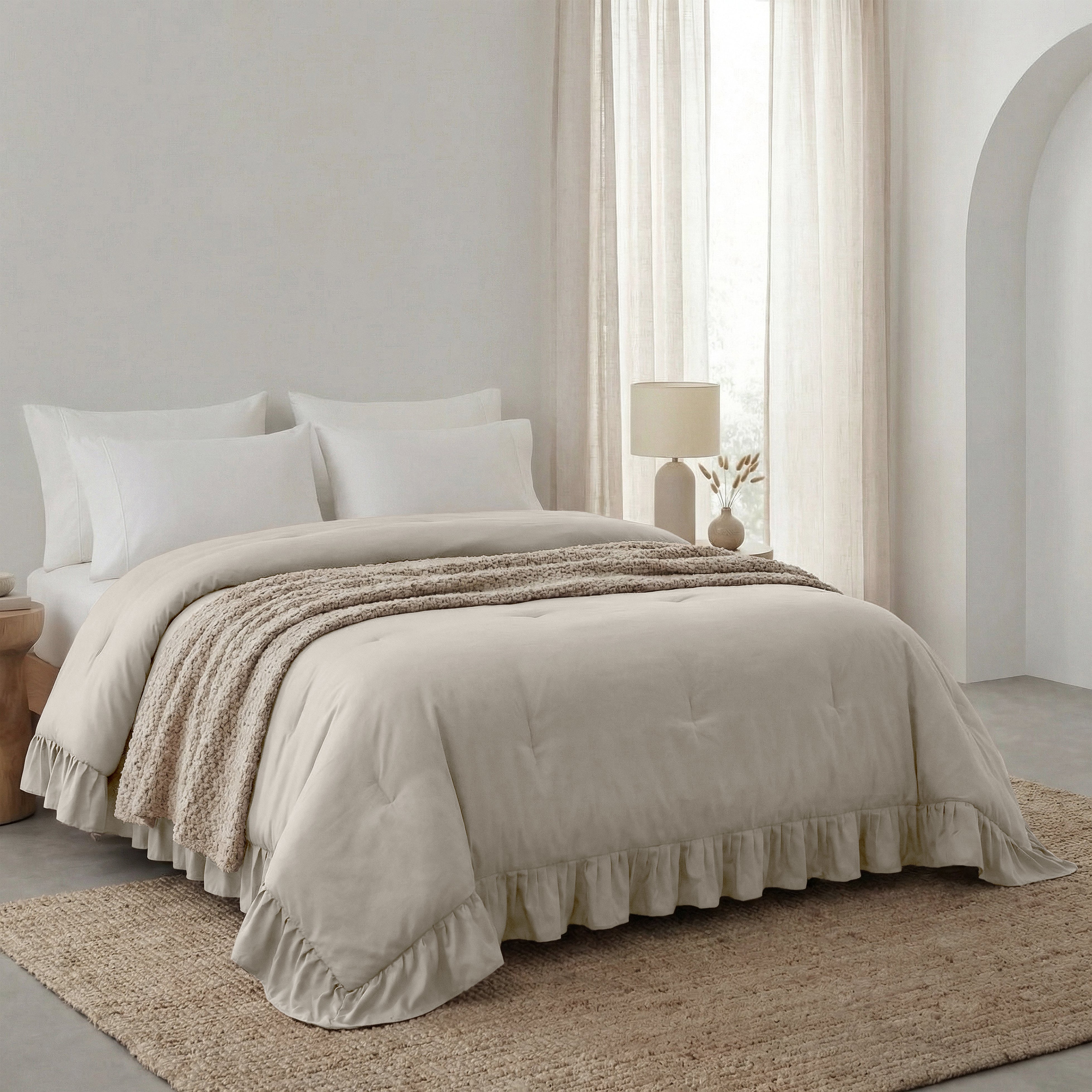 Sleeptime Lazy Dekbed - Ruffles - Taupe/Grijs - Voor het hele jaar