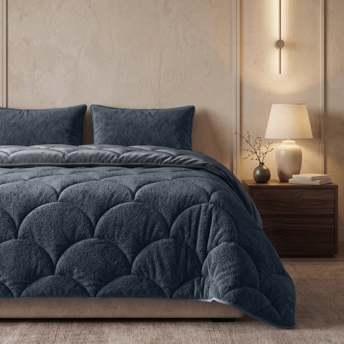 Sleeptime Lazy Dekbed - Teddy/Velvet - Antraciet - Met kussenslopen