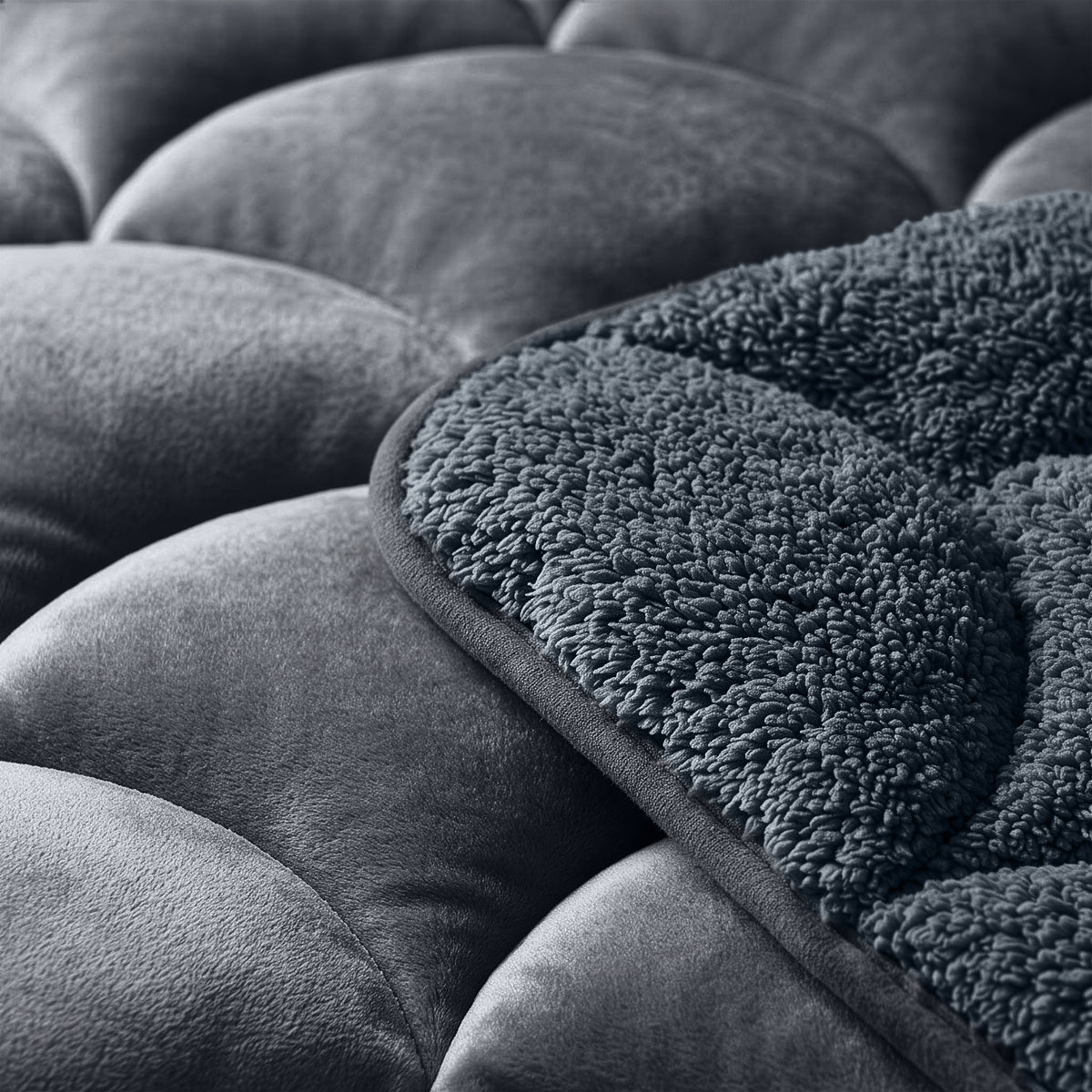 Sleeptime Lazy Dekbed - Teddy/Velvet - Antraciet - Met kussenslopen