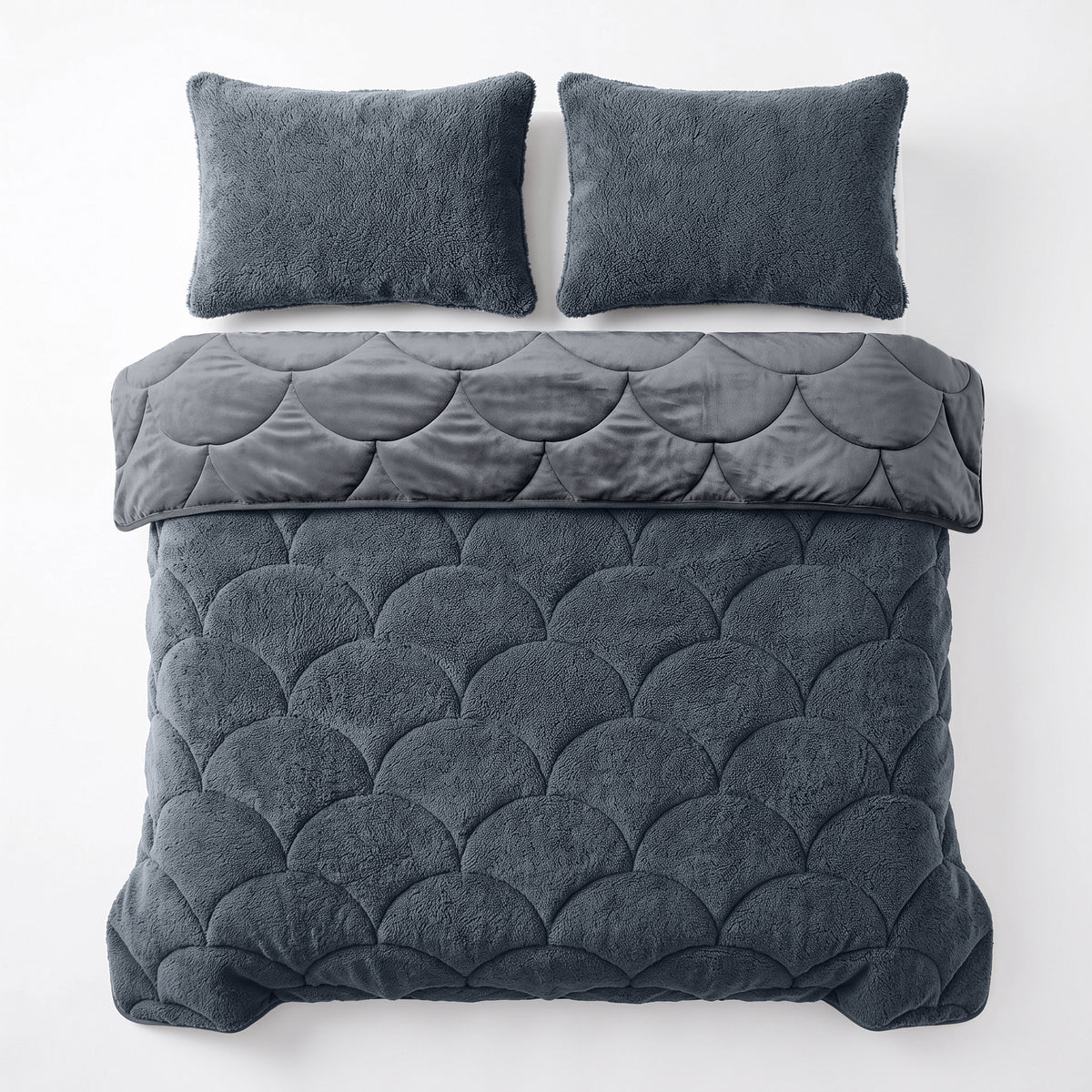 Sleeptime Lazy Dekbed - Teddy/Velvet - Antraciet - Met kussenslopen