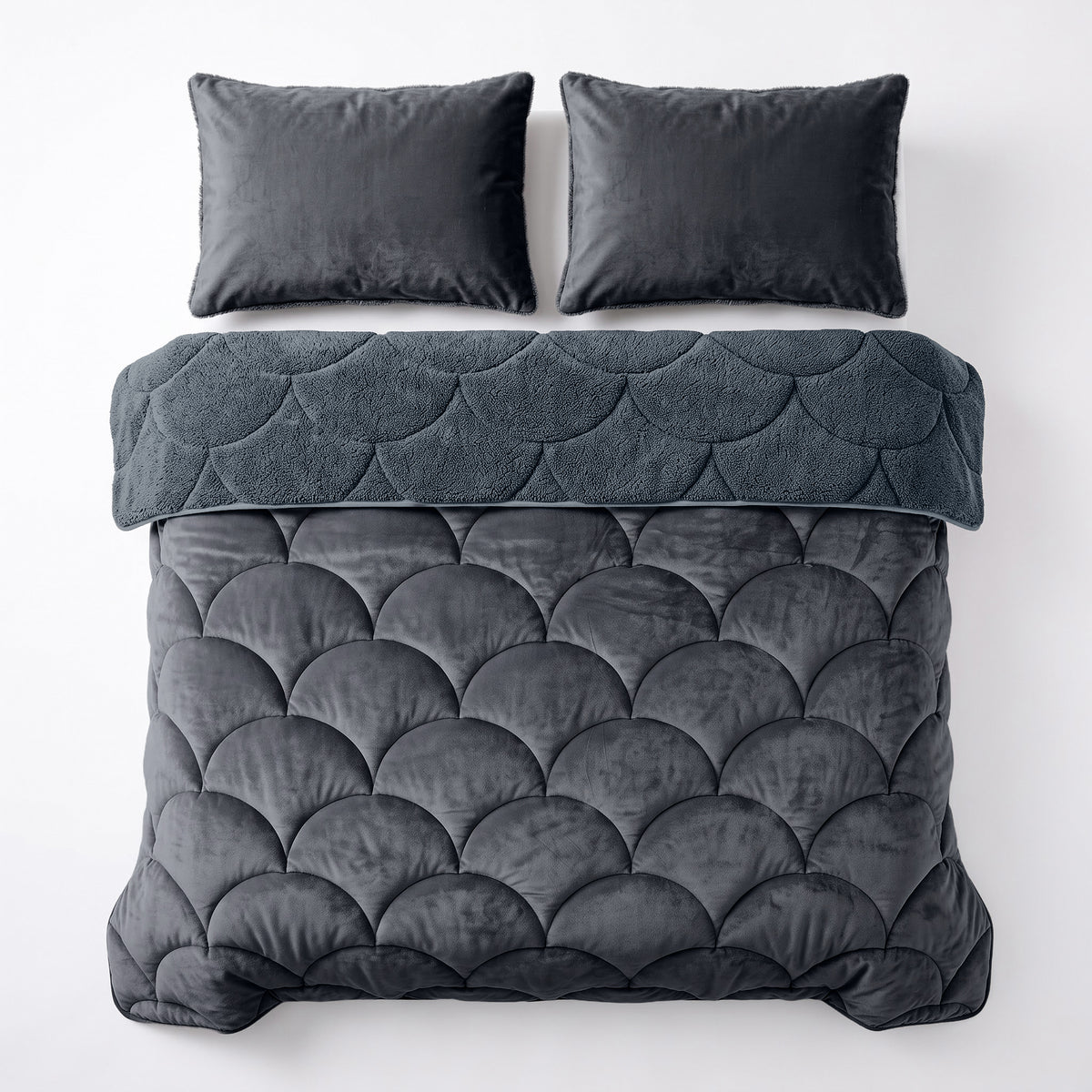 Sleeptime Lazy Dekbed - Teddy/Velvet - Antraciet - Met kussenslopen