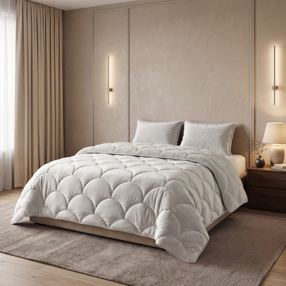 Sleeptime Lazy Dekbed - Teddy/Velvet - Beige - Met kussenslopen