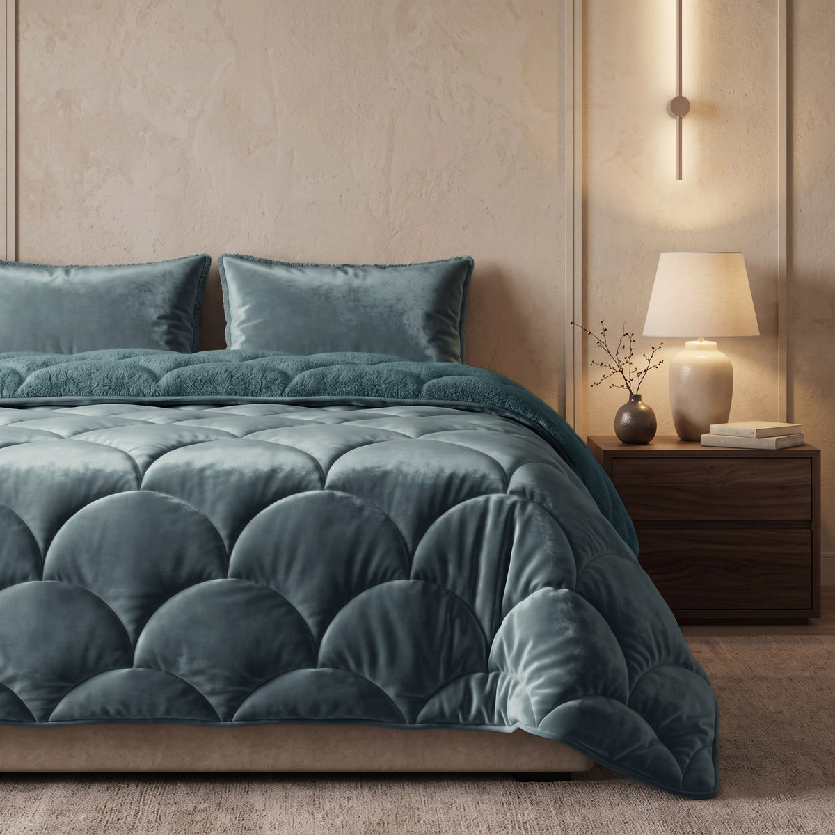 Sleeptime Lazy Dekbed - Teddy/Velvet - Groen - Met kussenslopen