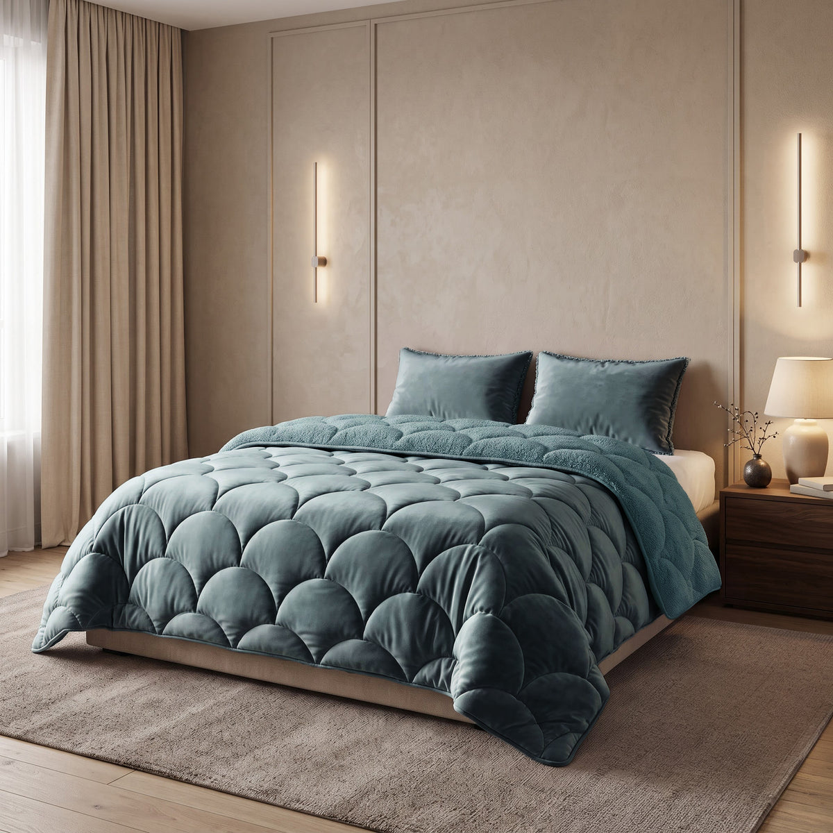 Sleeptime Lazy Dekbed - Teddy/Velvet - Groen - Met kussenslopen