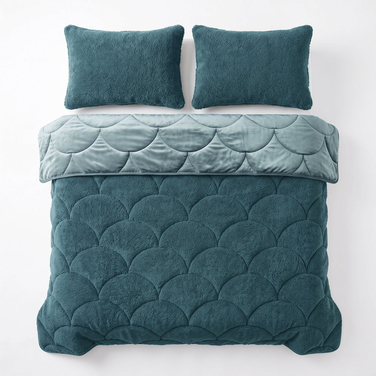 Sleeptime Lazy Dekbed - Teddy/Velvet - Groen - Met kussenslopen