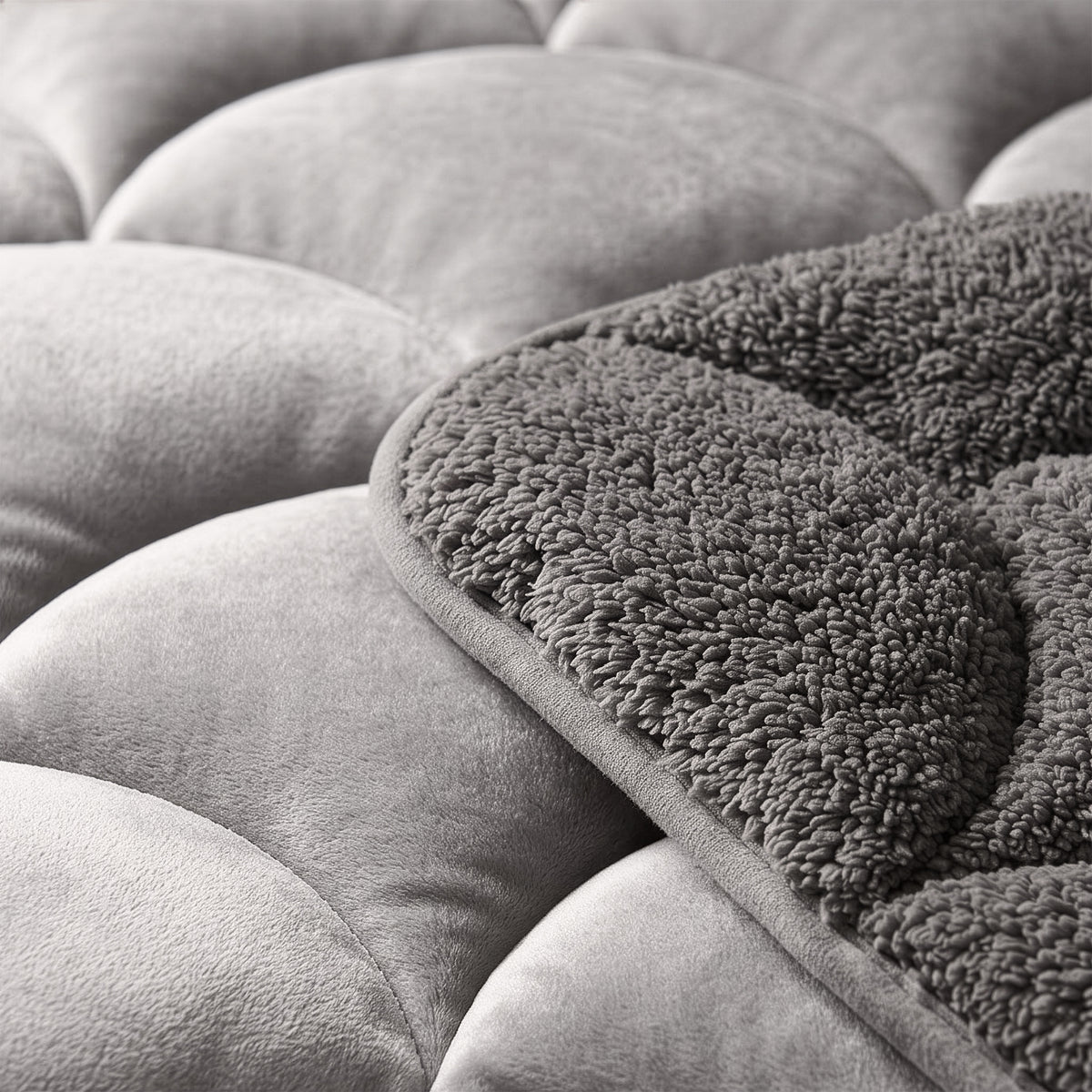 Sleeptime Lazy Dekbed - Teddy/Velvet - Taupe/Grijs - Met kussenslopen