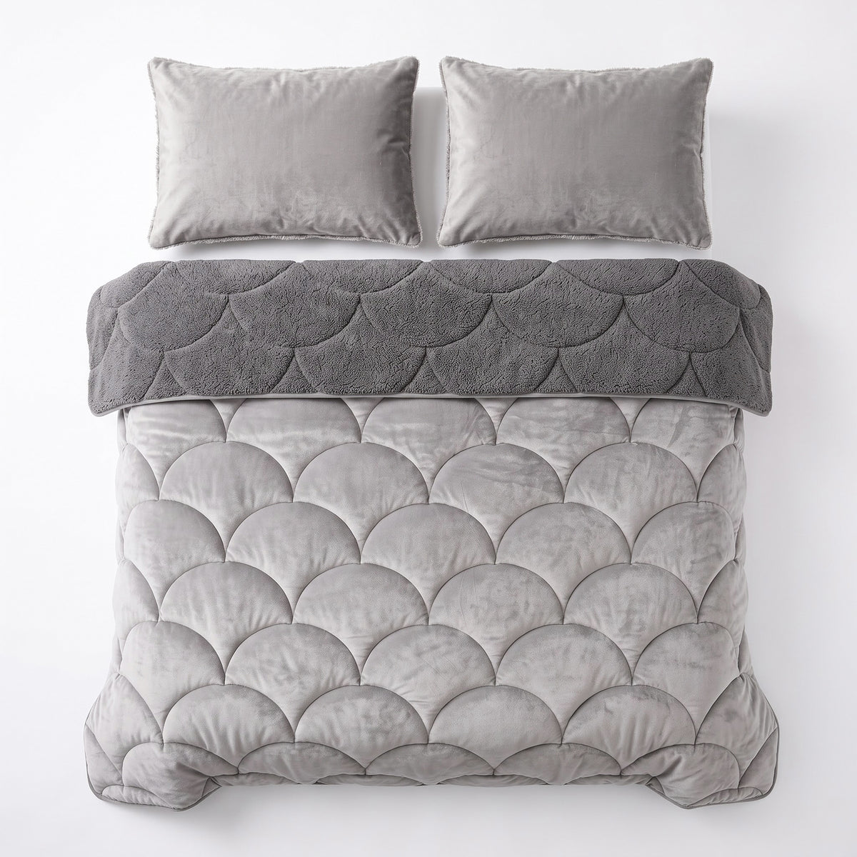 Sleeptime Lazy Dekbed - Teddy/Velvet - Taupe/Grijs - Met kussenslopen