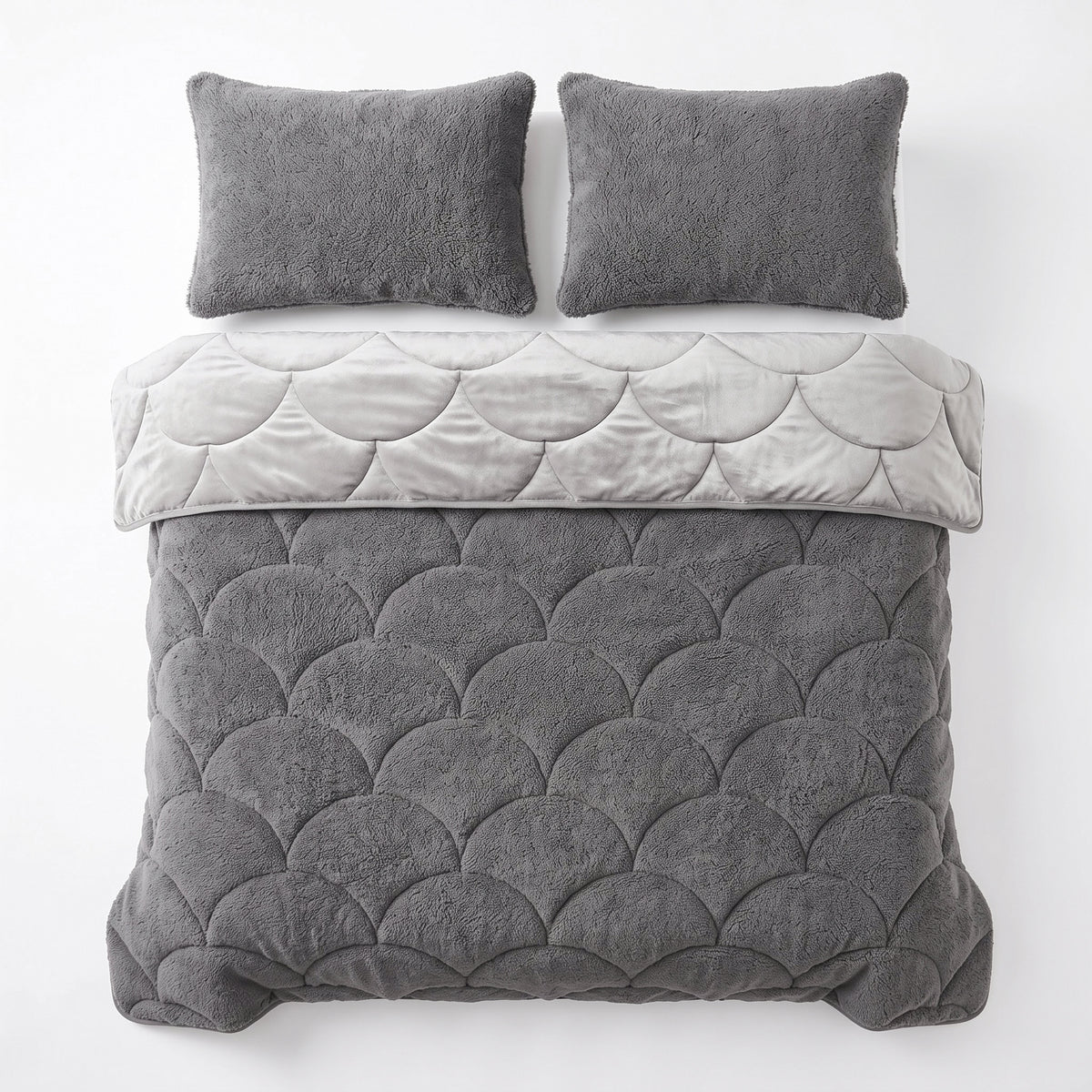 Sleeptime Lazy Dekbed - Teddy/Velvet - Taupe/Grijs - Met kussenslopen
