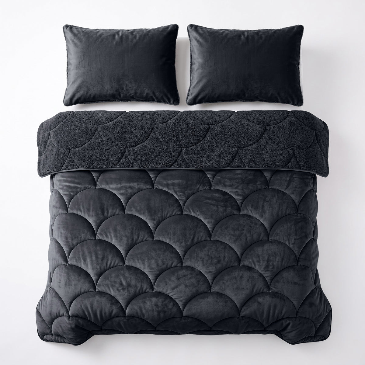 Sleeptime Lazy Dekbed - Teddy/Velvet - Zwart - Met kussenslopen