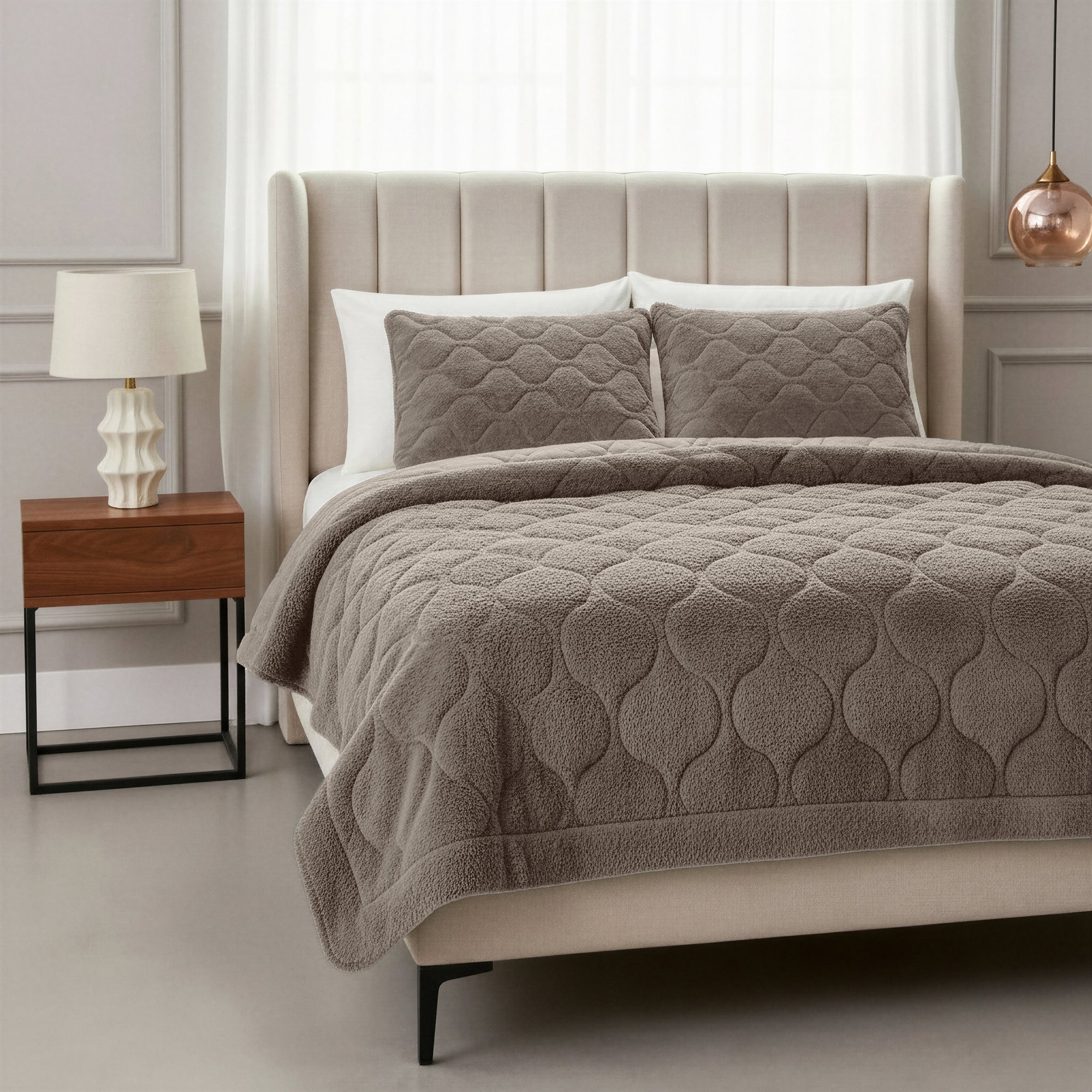 Sleeptime Lazy Dekbed Teddy Taupe/Grijs - Voor het hele jaar + Slopen
