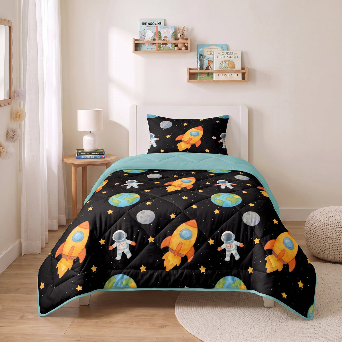Sleeptime Lazy Kids Dekbed Astronaut Zwart - 140 x 200 cm met sloop