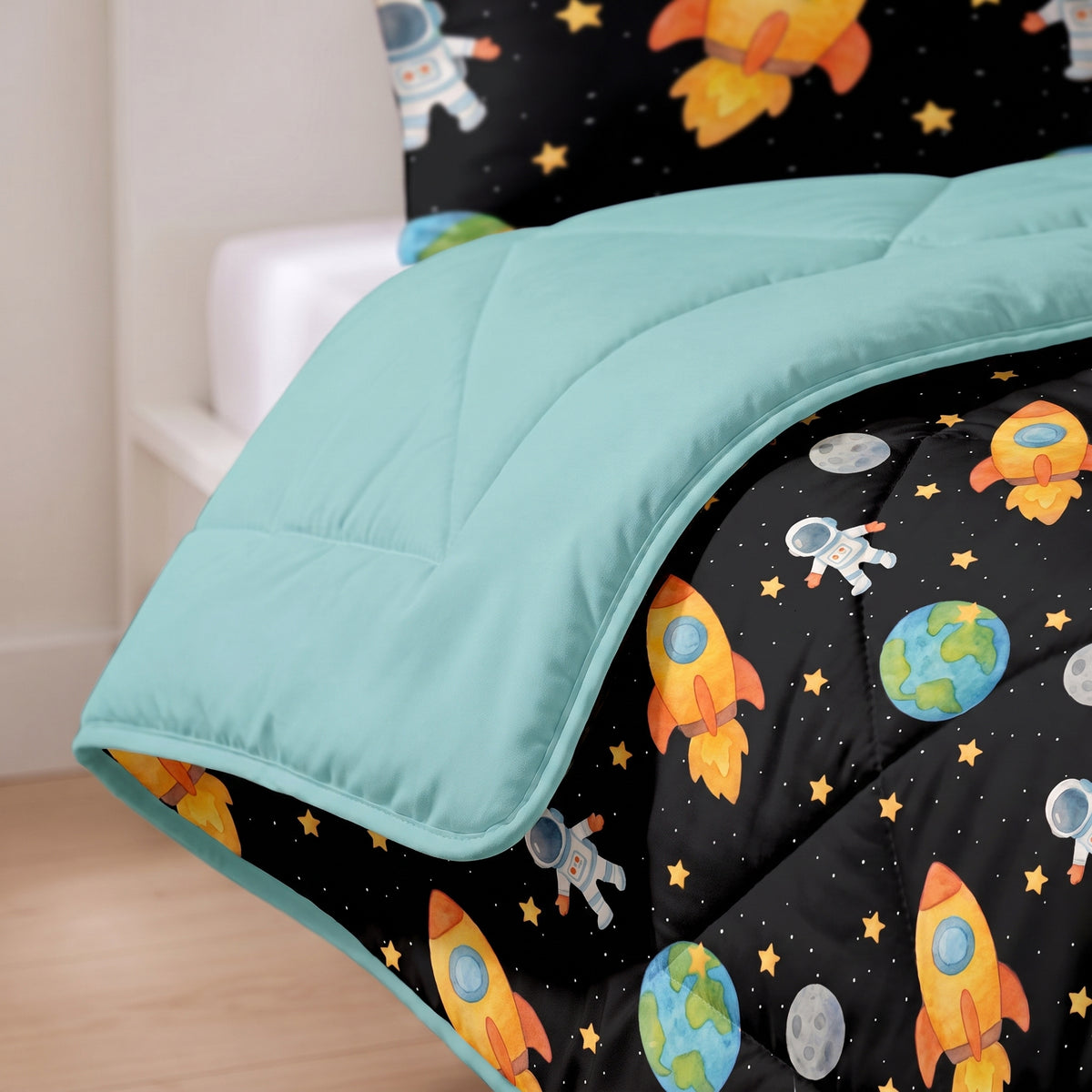 Sleeptime Lazy Kids Dekbed Astronaut Zwart - 140 x 200 cm met sloop