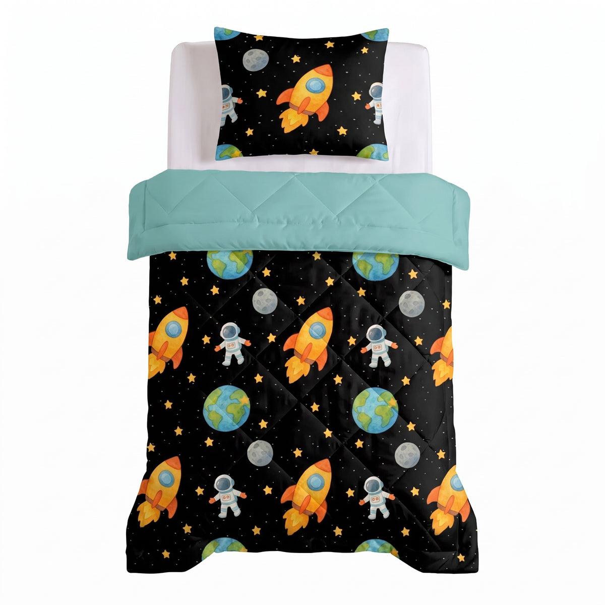Sleeptime Lazy Kids Dekbed Astronaut Zwart - 140 x 200 cm met sloop
