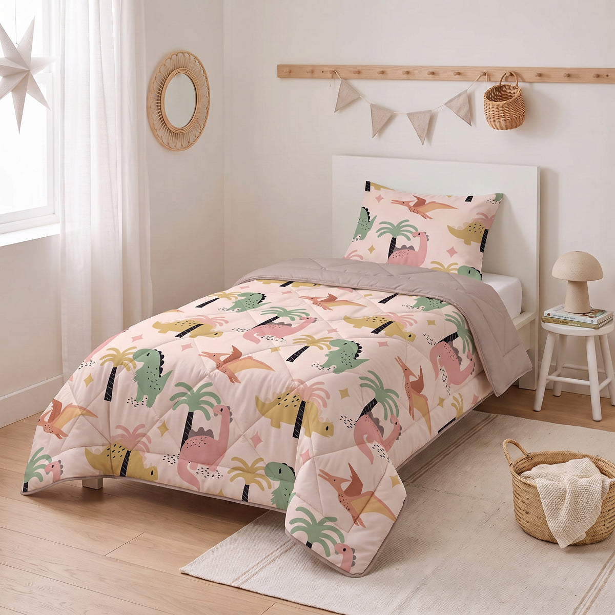 Sleeptime Lazy Kids Dekbed Dino Zand - 140 x 200 cm met sloop