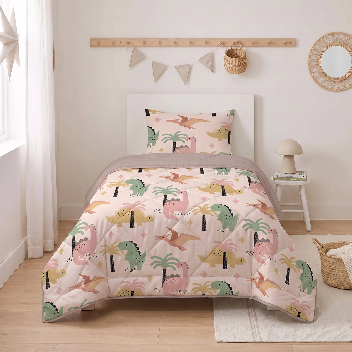 Sleeptime Lazy Kids Dekbed Dino Zand - 140 x 200 cm met sloop