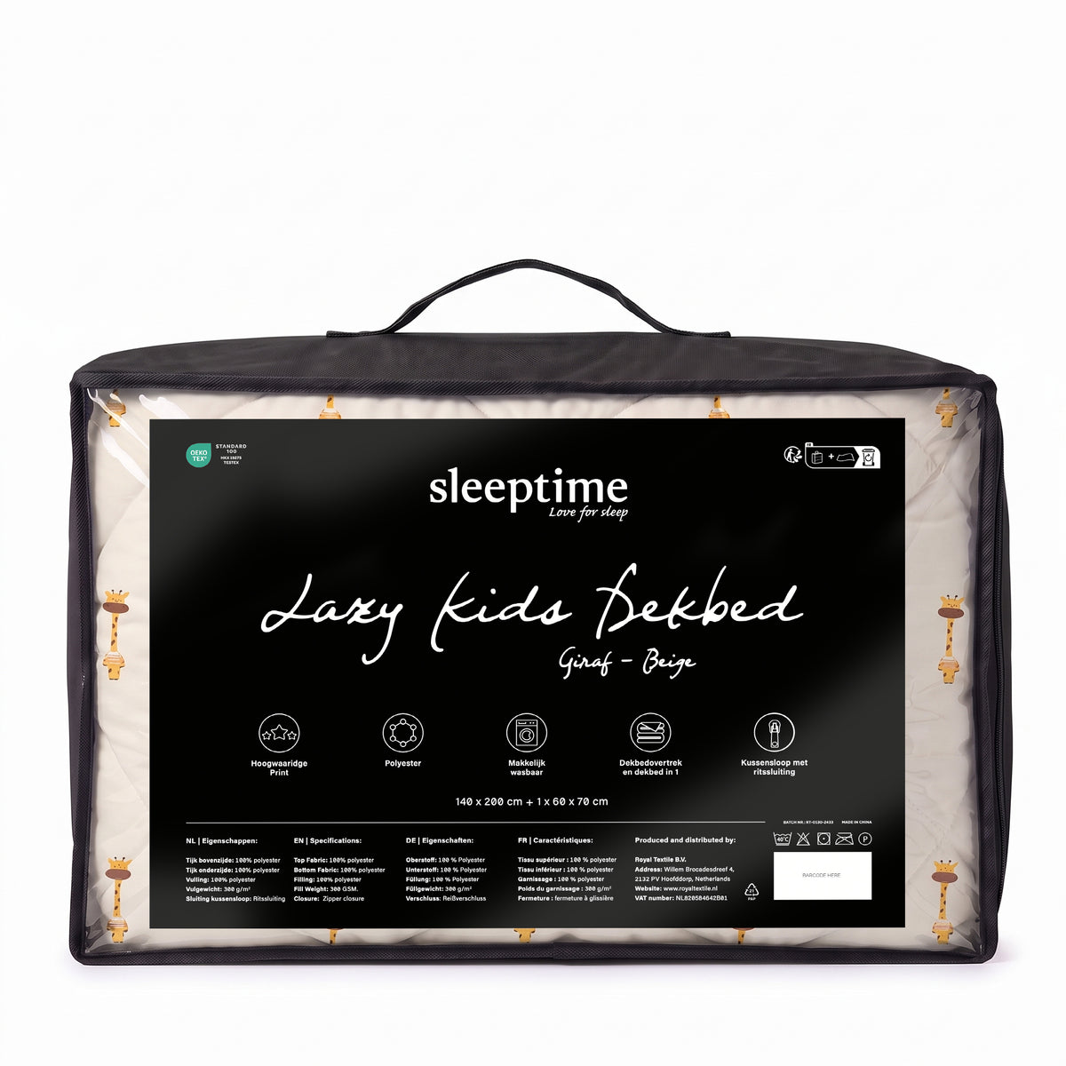 Sleeptime Lazy Kids Dekbed Giraf Beige - 140 x 200 cm met sloop