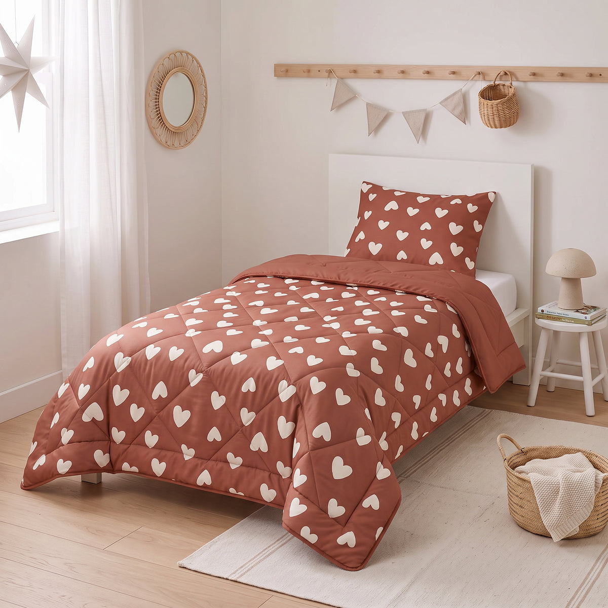 Sleeptime Lazy Kids Dekbed Hartjes Rood - 140 x 200 cm met sloop