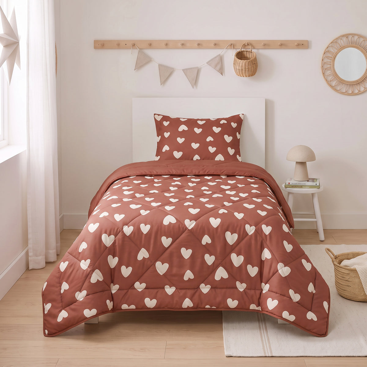 Sleeptime Lazy Kids Dekbed Hartjes Rood - 140 x 200 cm met sloop