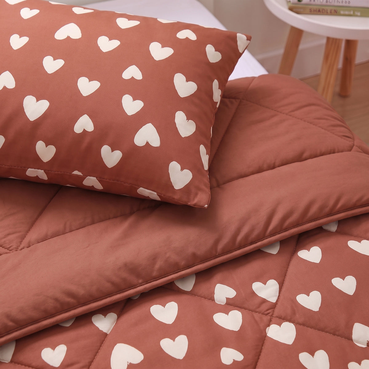 Sleeptime Lazy Kids Dekbed Hartjes Rood - 140 x 200 cm met sloop