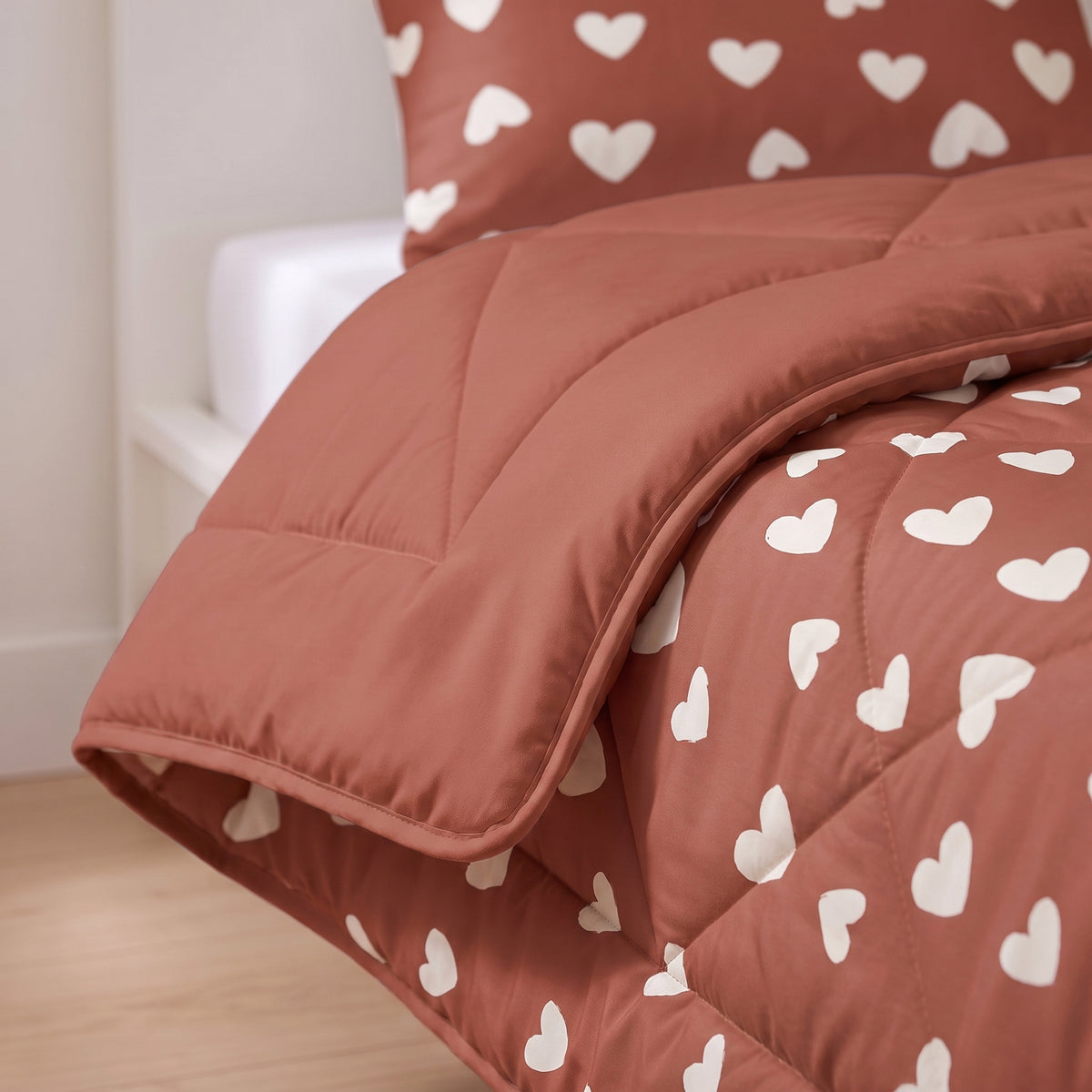 Sleeptime Lazy Kids Dekbed Hartjes Rood - 140 x 200 cm met sloop