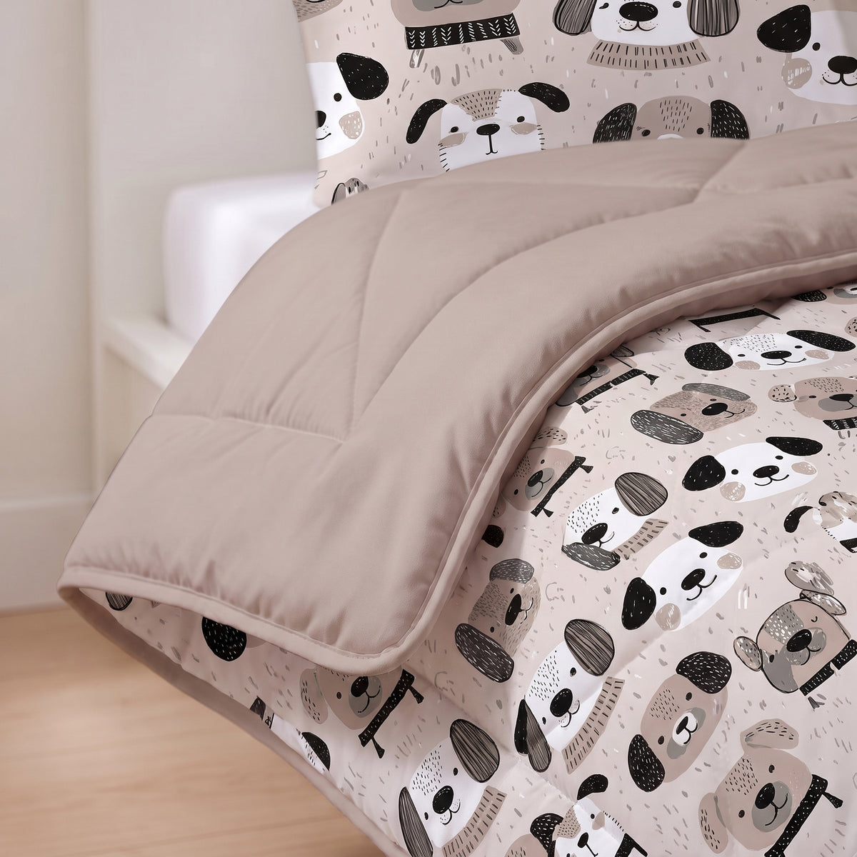Sleeptime Lazy Kids Dekbed Hondjes Taupe - 140 x 200 cm met sloop