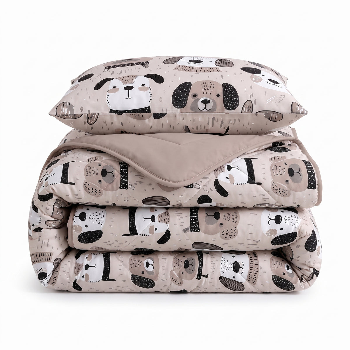 Sleeptime Lazy Kids Dekbed Hondjes Taupe - 140 x 200 cm met sloop