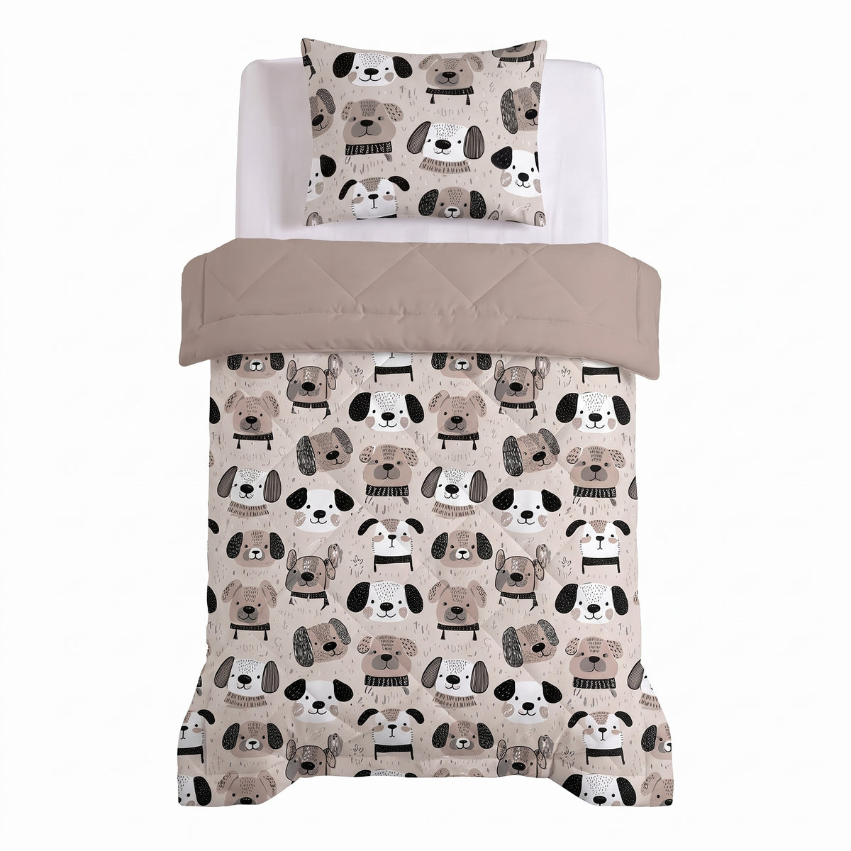 Sleeptime Lazy Kids Dekbed Hondjes Taupe - 140 x 200 cm met sloop