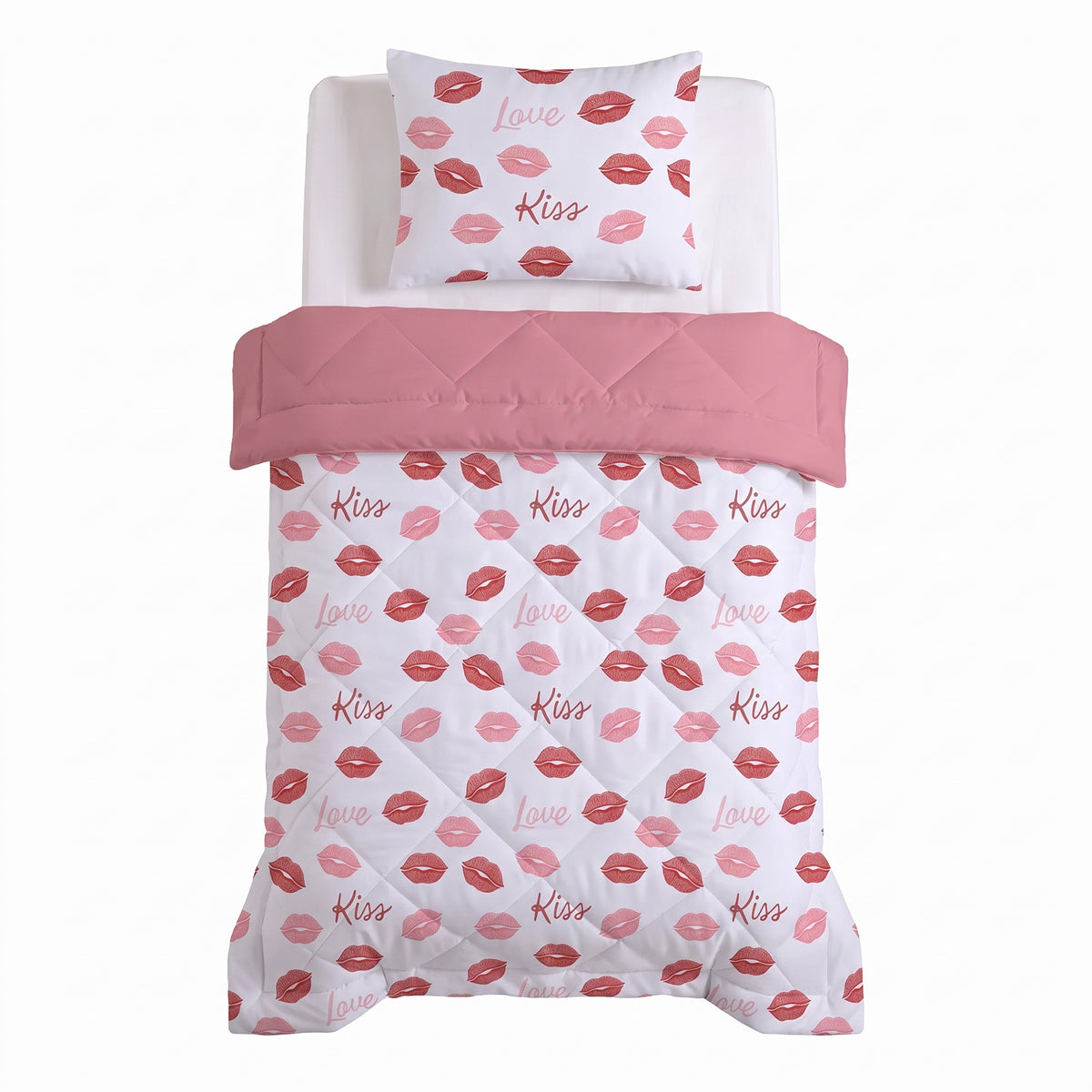 Sleeptime Lazy Kids Dekbed Kusjes Wit - 140 x 200 cm met sloop