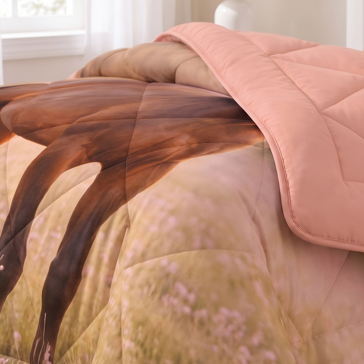 Sleeptime Lazy Kids Dekbed Luxe Paard Roze - 140 x 200 cm met sloop